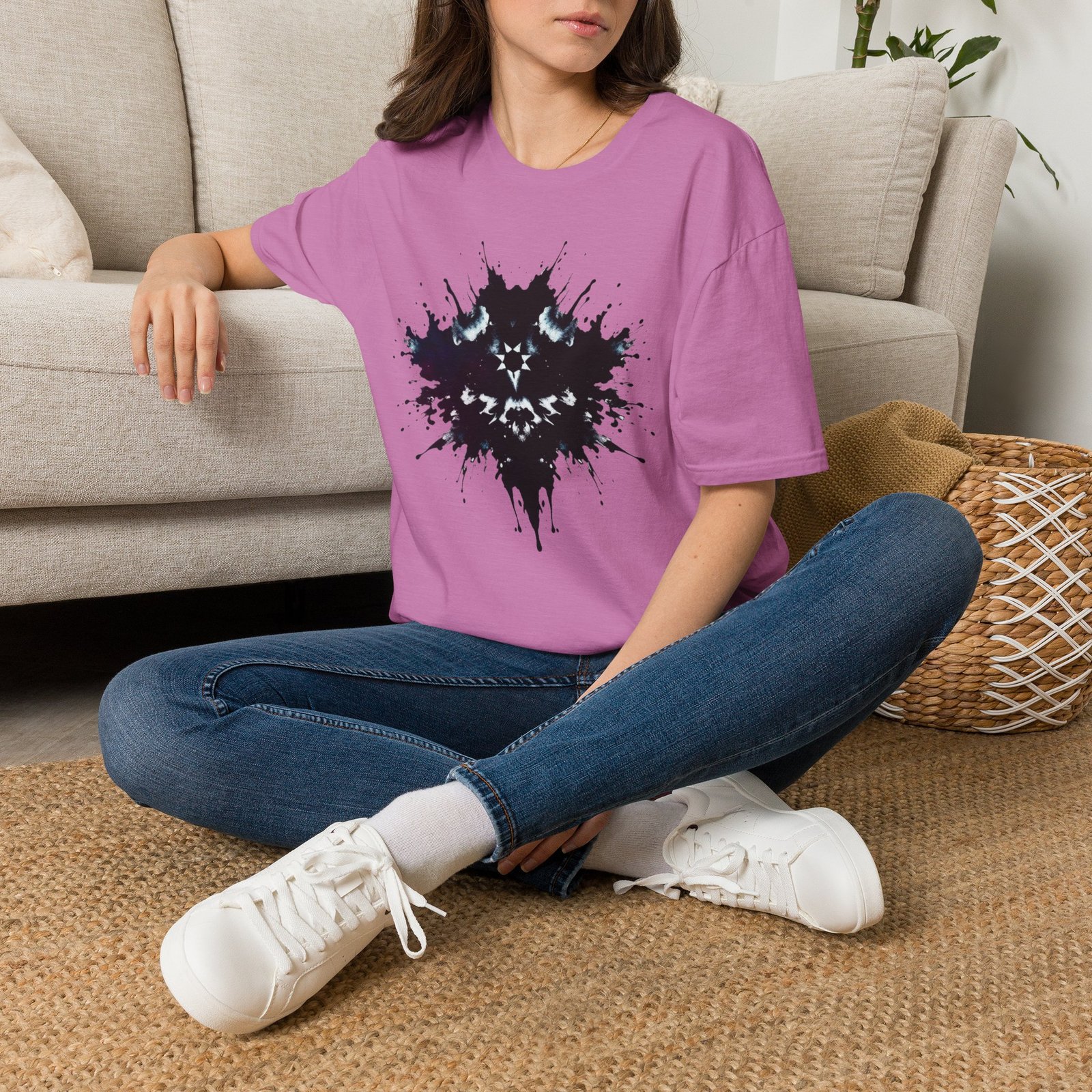 Inkblot Graphic T-Shirt — Rorschach Splash Art Tee - Image 77