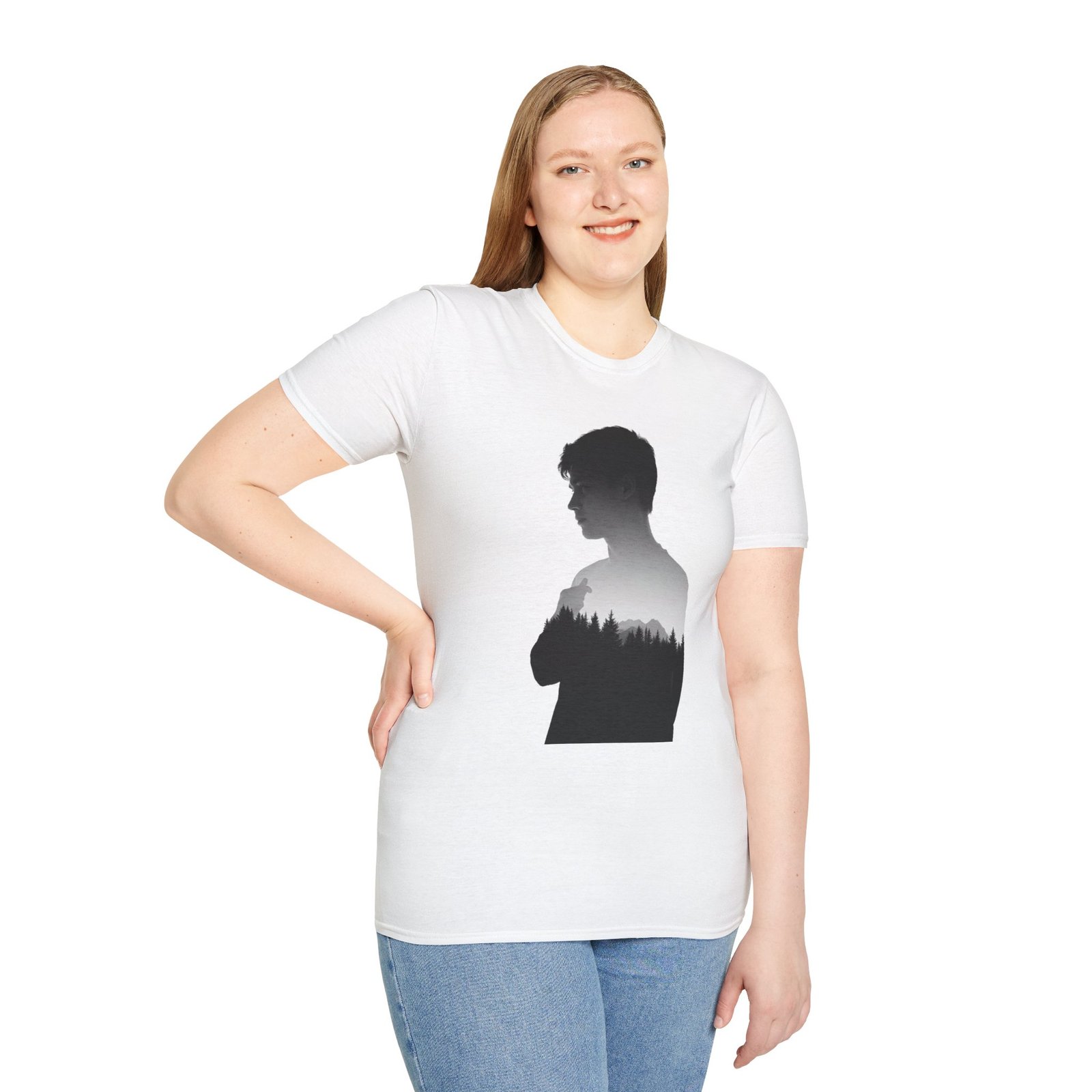 Silhouette Forest T-Shirt — Double Exposure Portrait Tee for Nature Lovers - Image 14