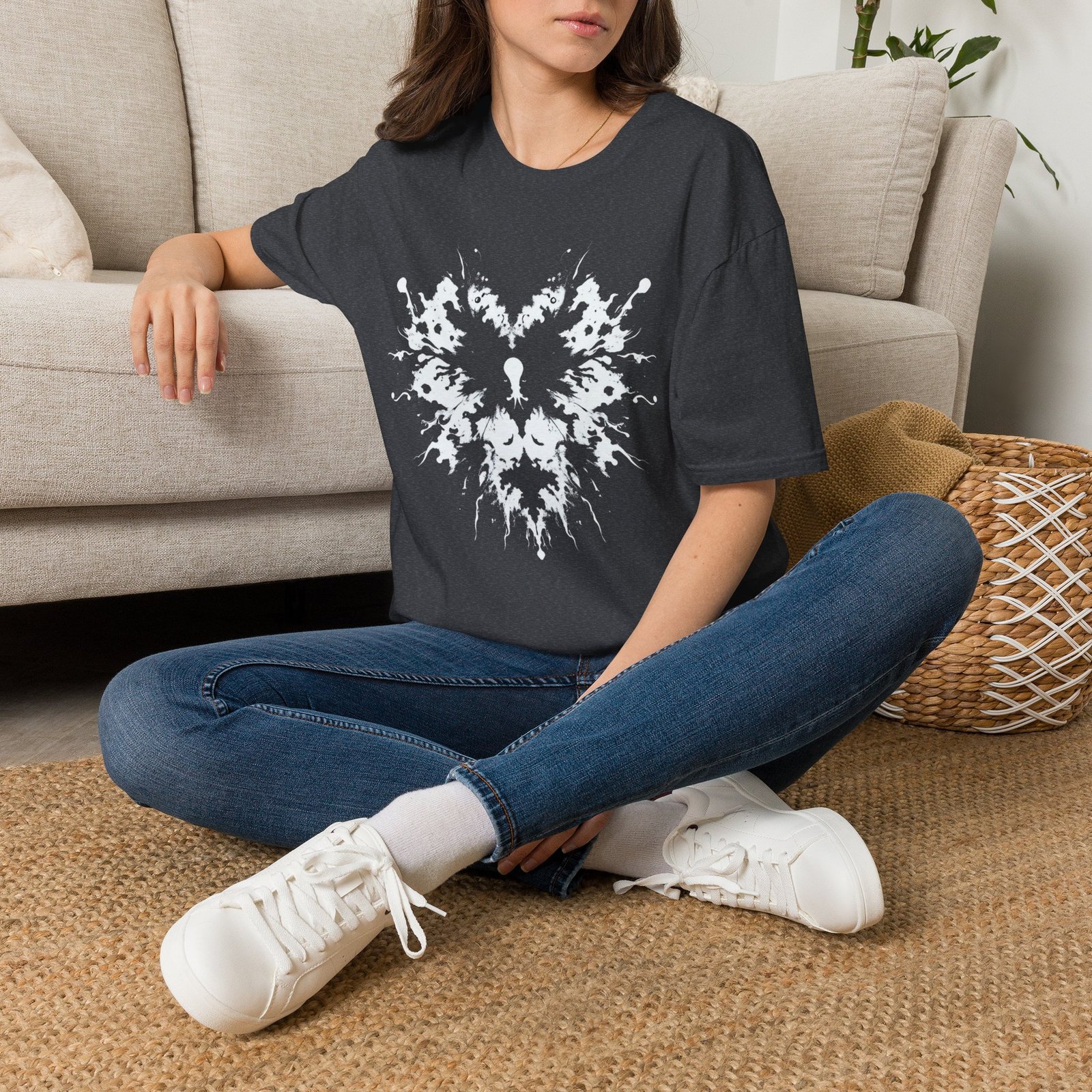Inkblot Heart T‑Shirt — Symmetrical Rorschach Graphic Tee - Image 37