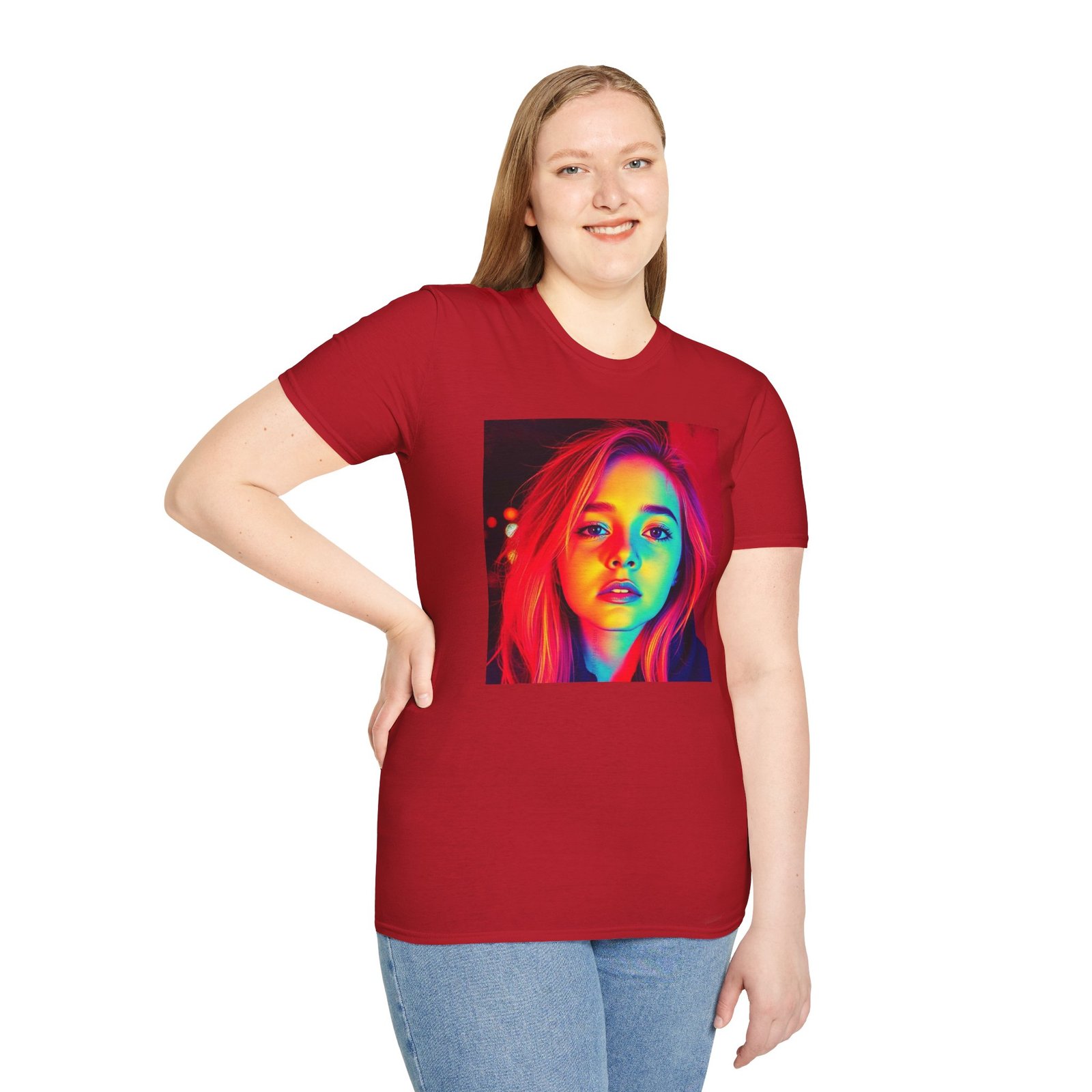 Rainbow Portrait T‑Shirt — Colorful Neon Face Art Tee - Image 103