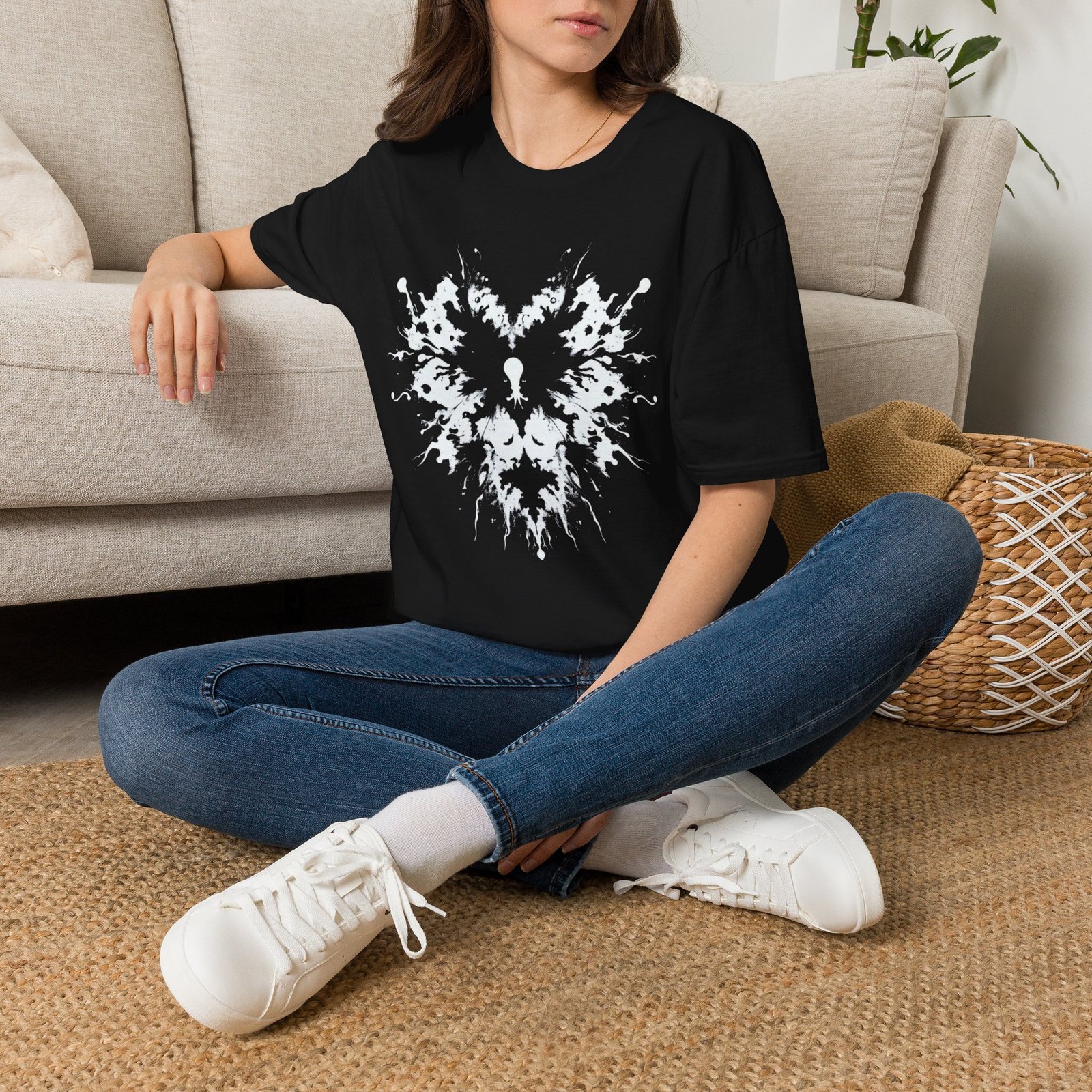 Inkblot Heart T‑Shirt — Symmetrical Rorschach Graphic Tee - Image 5