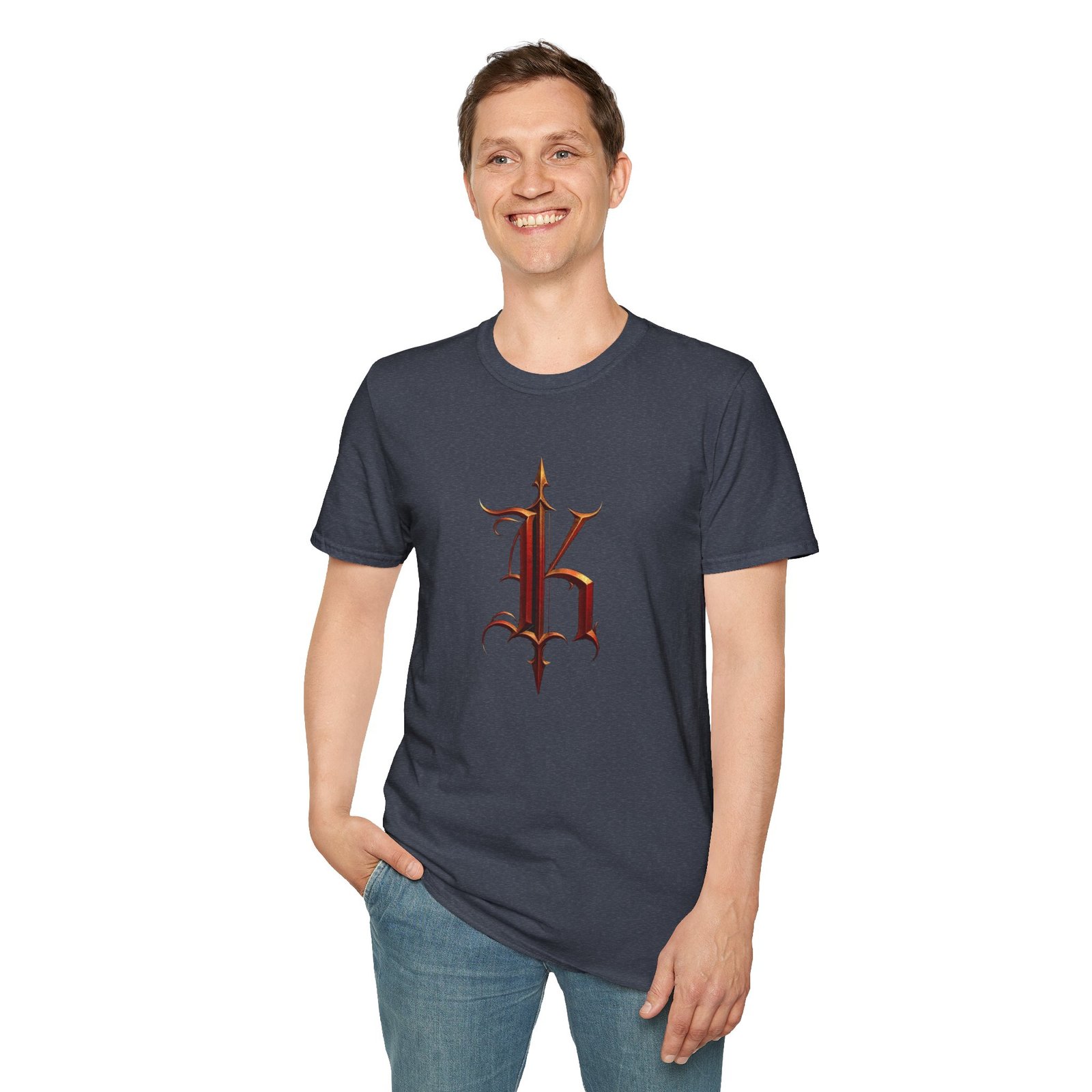 Gothic Letter K T-Shirt — Vintage Dark Monogram Tee - Image 79