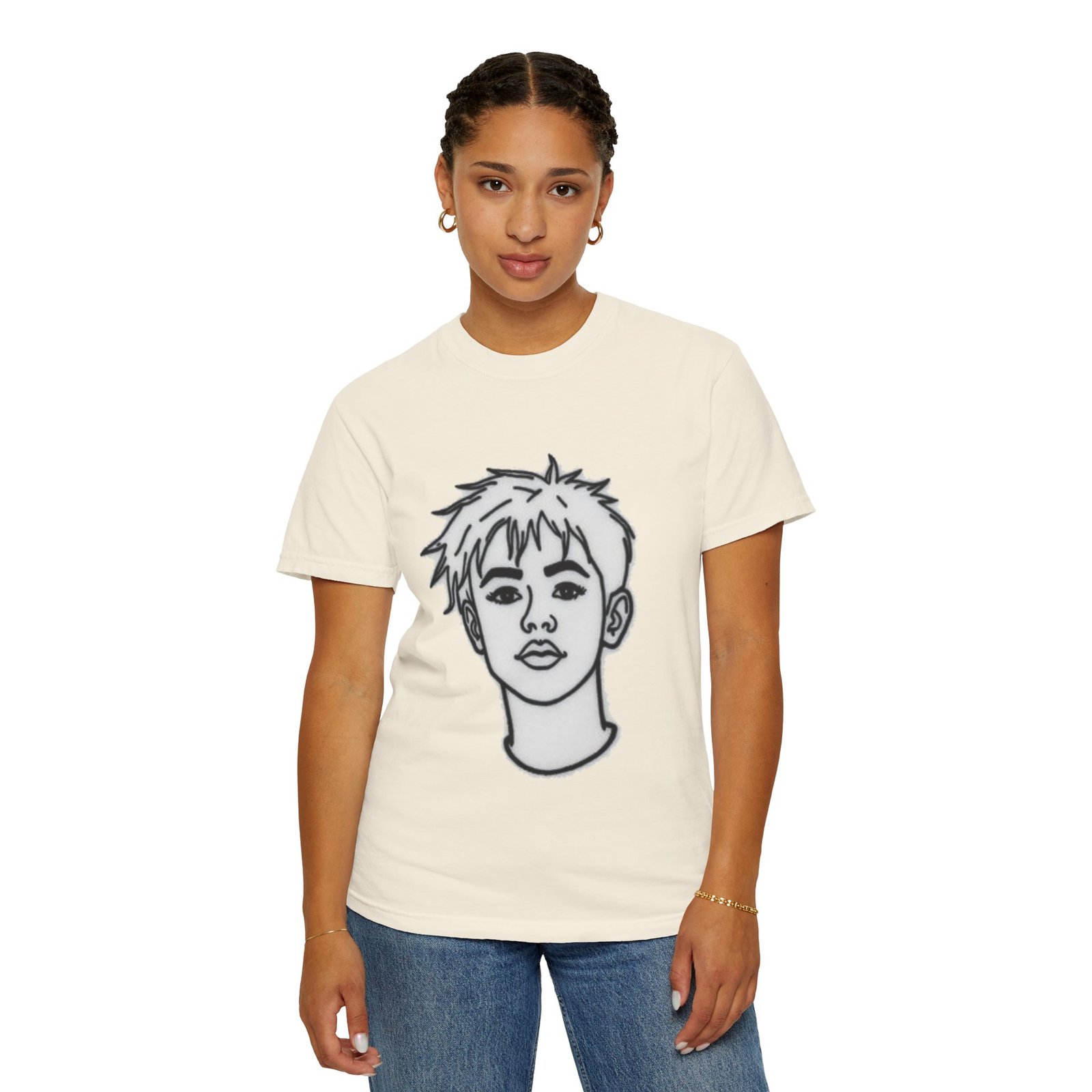 Minimal Line Art Face T-Shirt — Monochrome Portrait Tee - Image 10