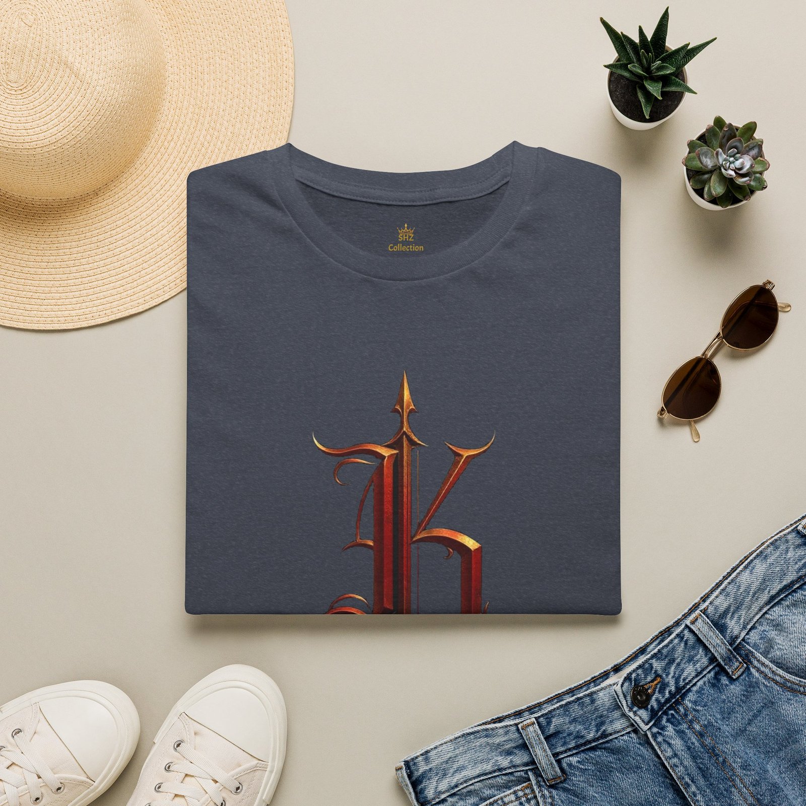 Gothic Letter K T-Shirt — Vintage Dark Monogram Tee - Image 76