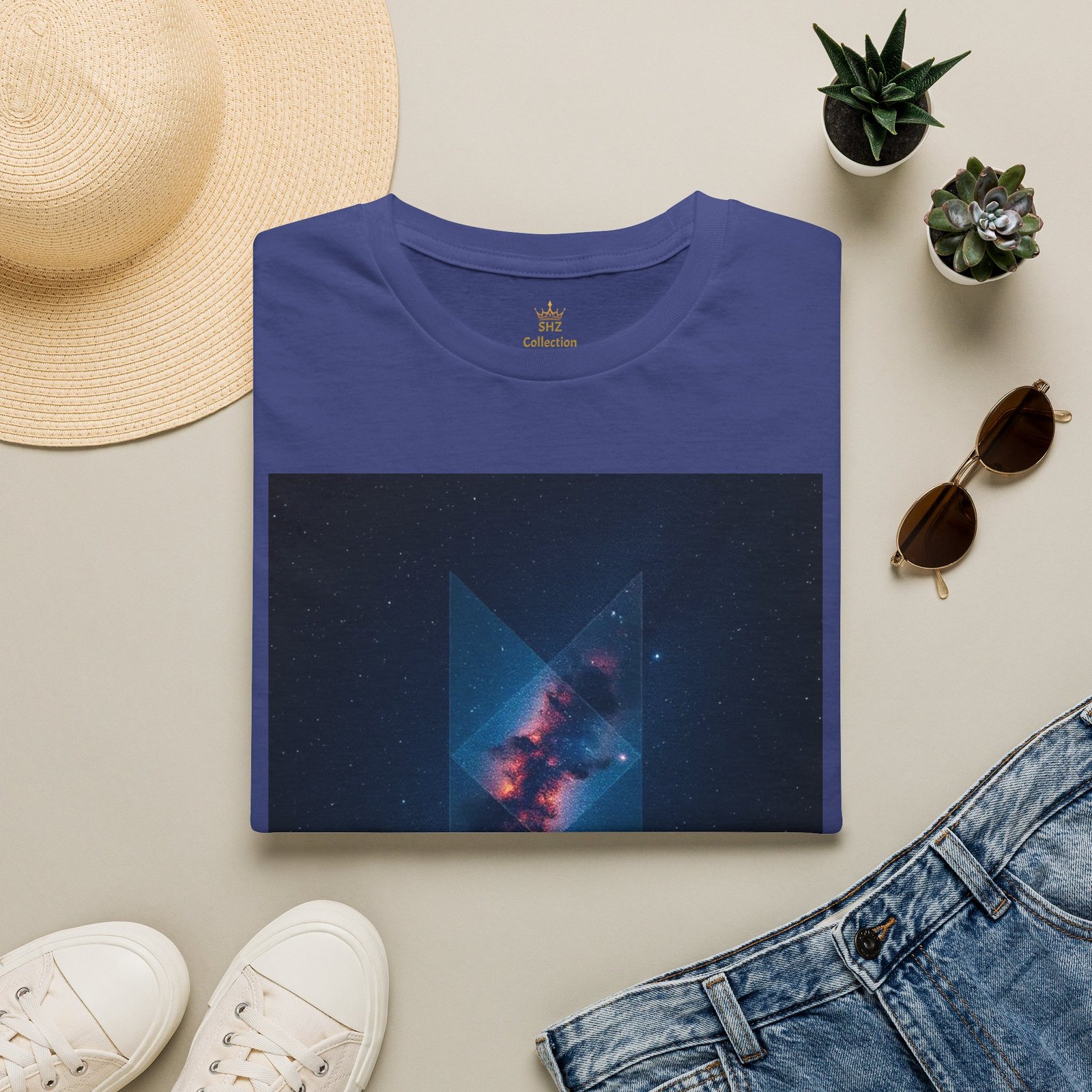 Galaxy Triangle Graphic T-Shirt — Cosmic Nebula Print - Image 74