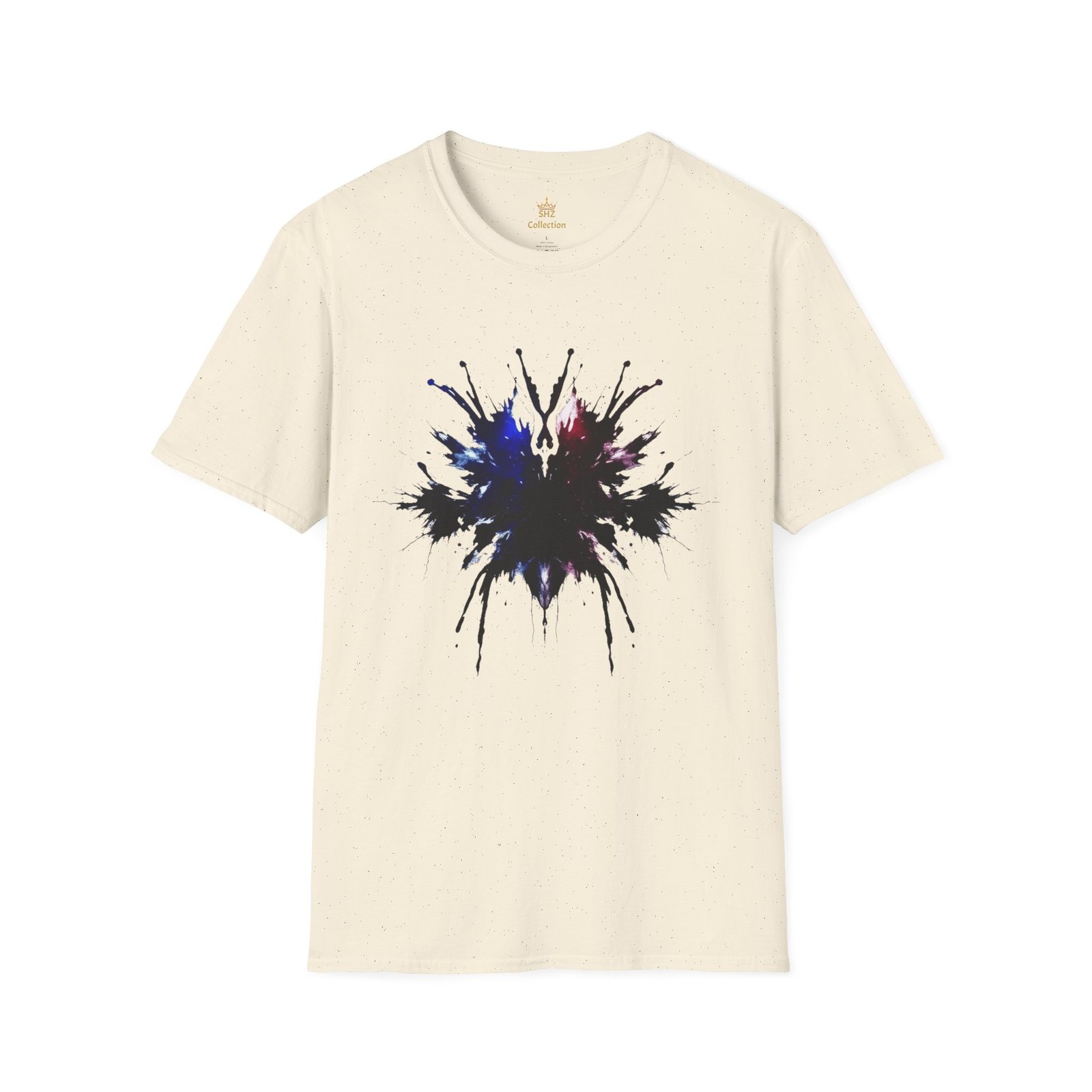 Inkblot Graphic T-Shirt — Abstract Rorschach Design (Black with Subtle Blue & Red) - Image 33