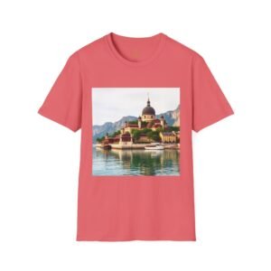 Scenic Lakeside Cathedral T-Shirt — Mountain Village Travel Tee
