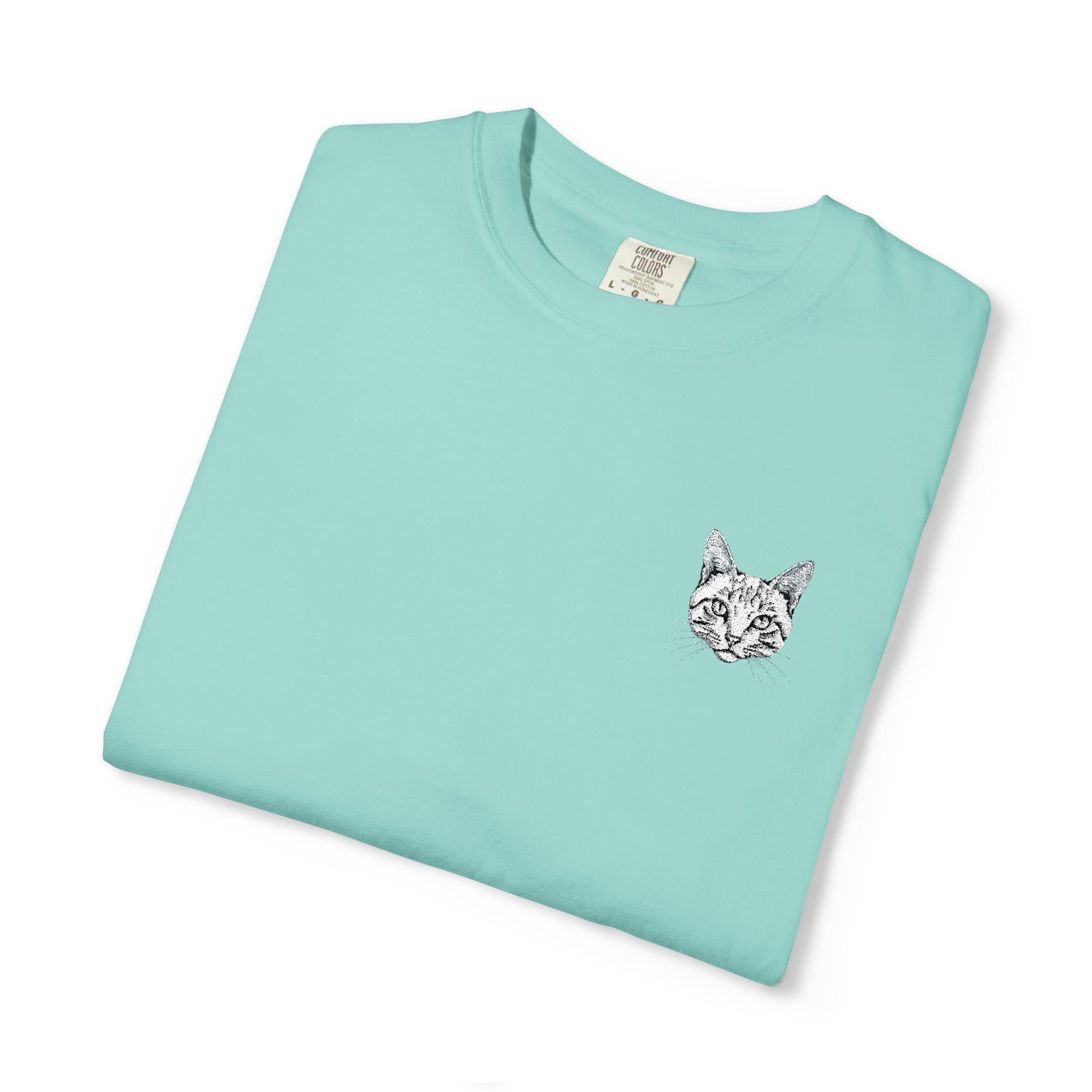 Minimal Cat Pocket T-Shirt — Cute White Graphic Tee - Image 39