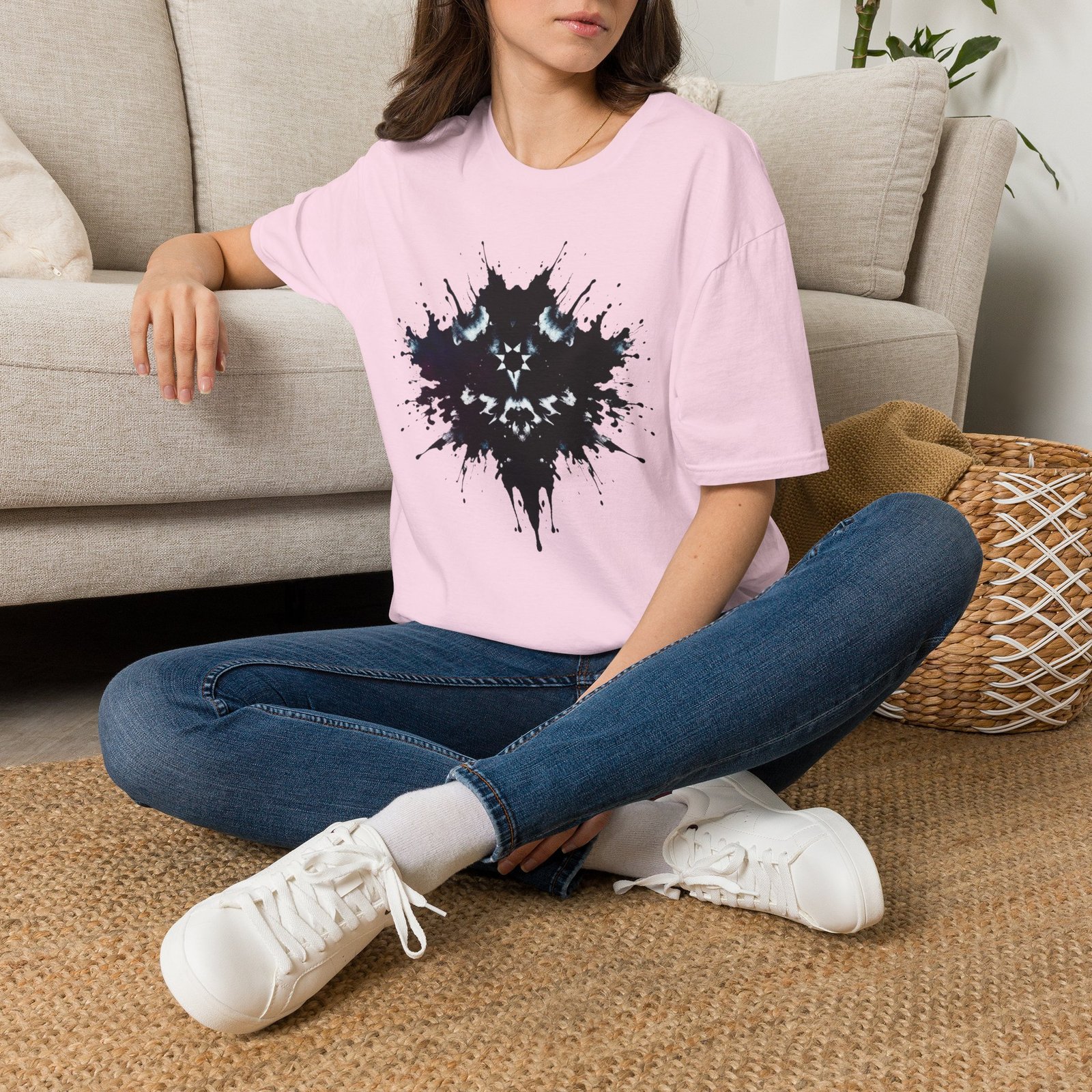 Inkblot Graphic T-Shirt — Rorschach Splash Art Tee - Image 85