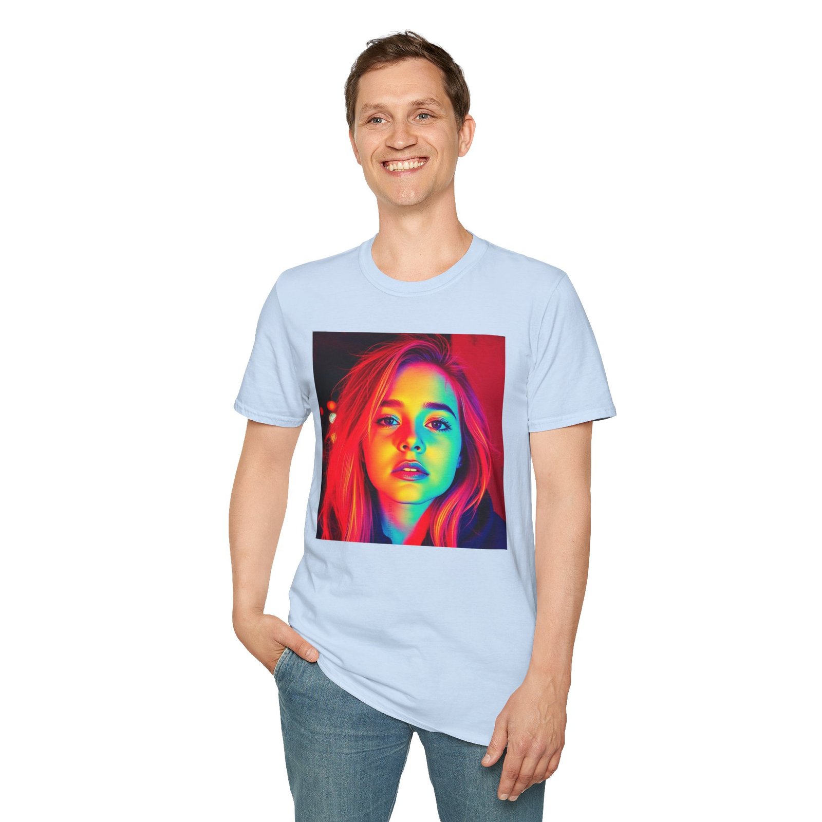 Rainbow Portrait T‑Shirt — Colorful Neon Face Art Tee - Image 69