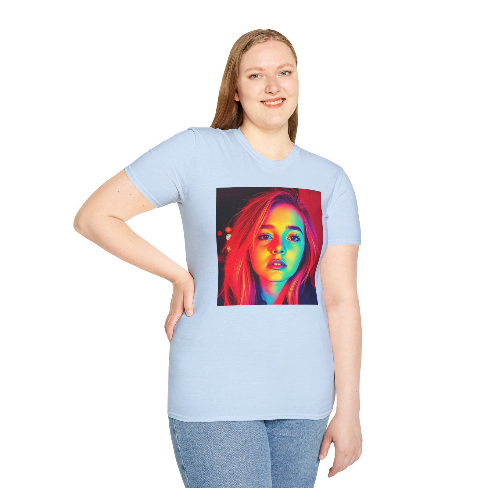 Rainbow Portrait T‑Shirt — Colorful Neon Face Art Tee - Image 68