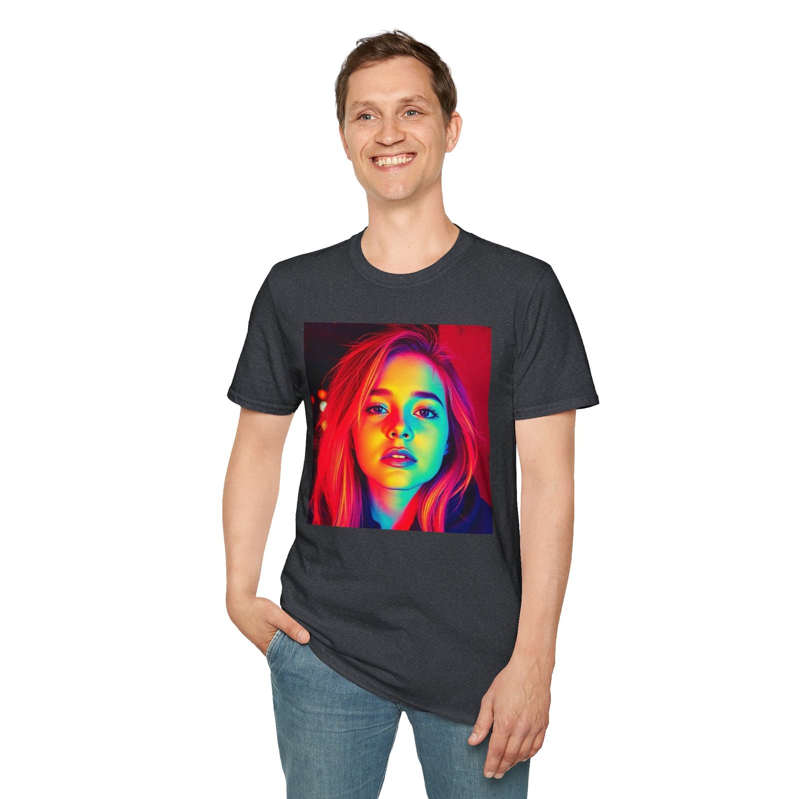 Rainbow Portrait T‑Shirt — Colorful Neon Face Art Tee - Image 83