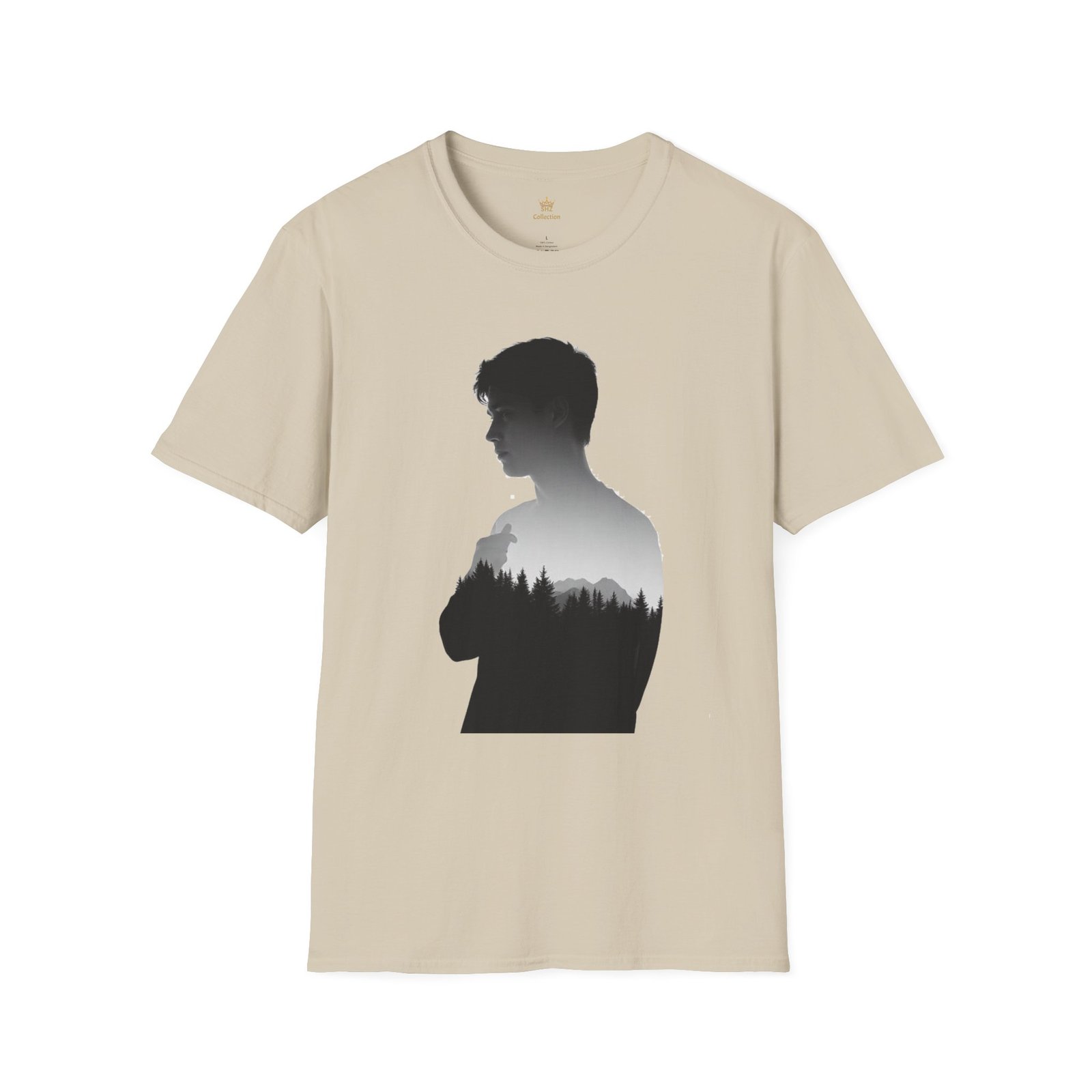 Silhouette Forest T-Shirt — Double Exposure Portrait Tee for Nature Lovers - Image 17