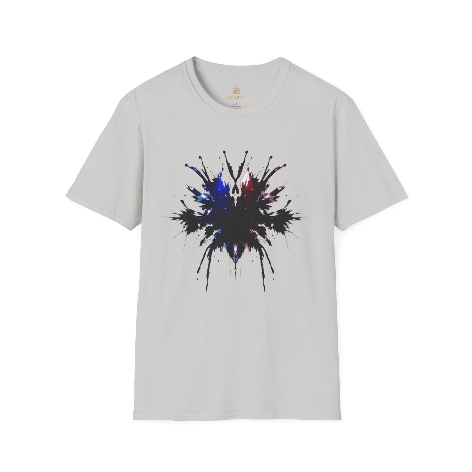 Inkblot Graphic T-Shirt — Abstract Rorschach Design (Black with Subtle Blue & Red) - Image 25