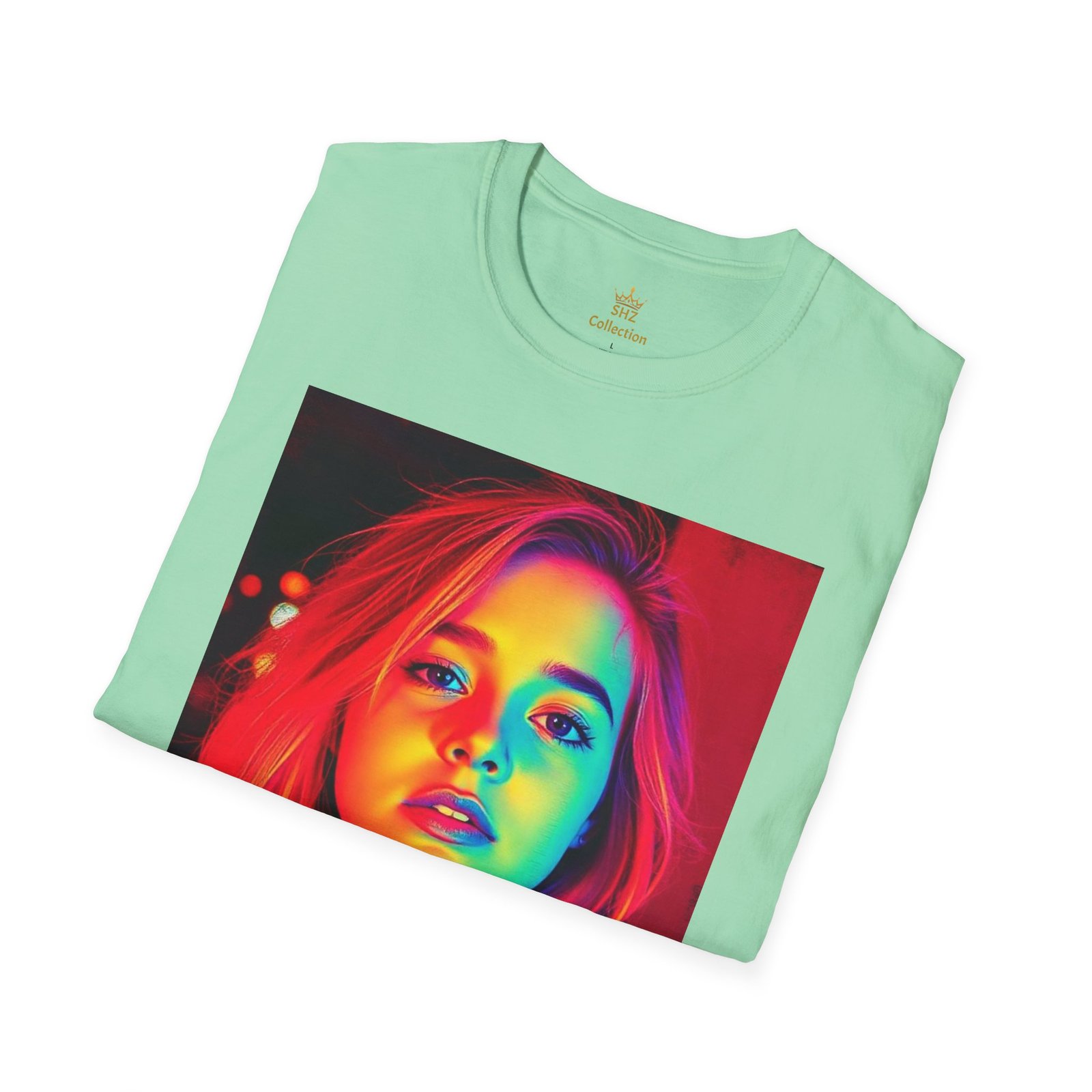 Rainbow Portrait T‑Shirt — Colorful Neon Face Art Tee - Image 4