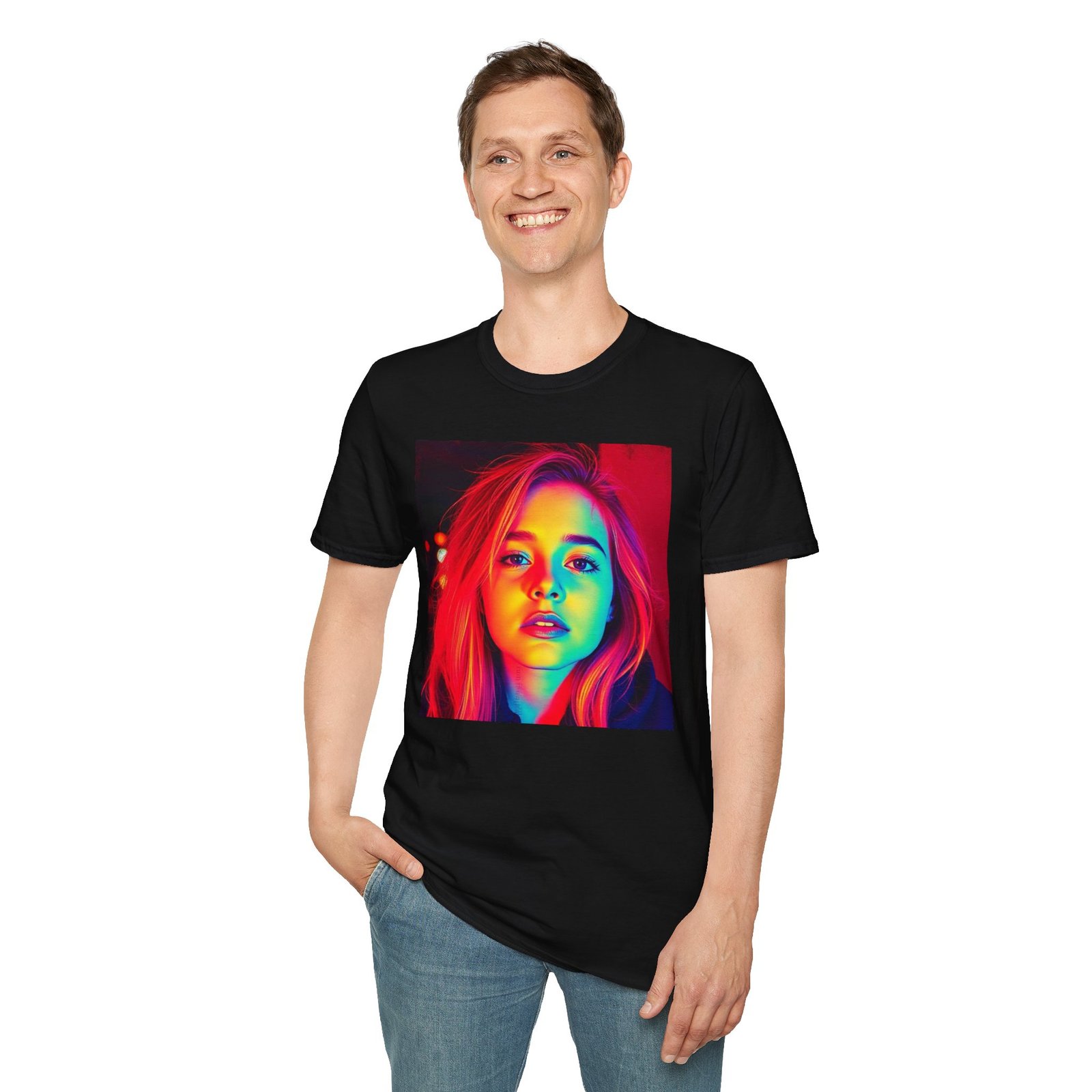 Rainbow Portrait T‑Shirt — Colorful Neon Face Art Tee - Image 20