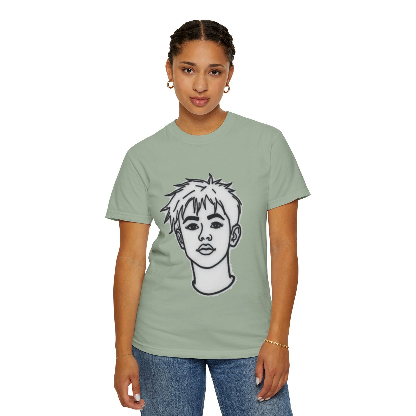 Minimal Line Art Face T-Shirt — Monochrome Portrait Tee - Image 28