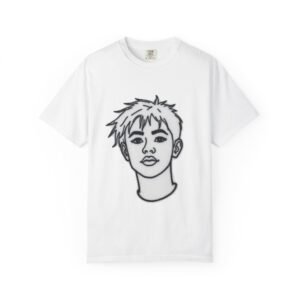Minimal Line Art Face T-Shirt — Monochrome Portrait Tee