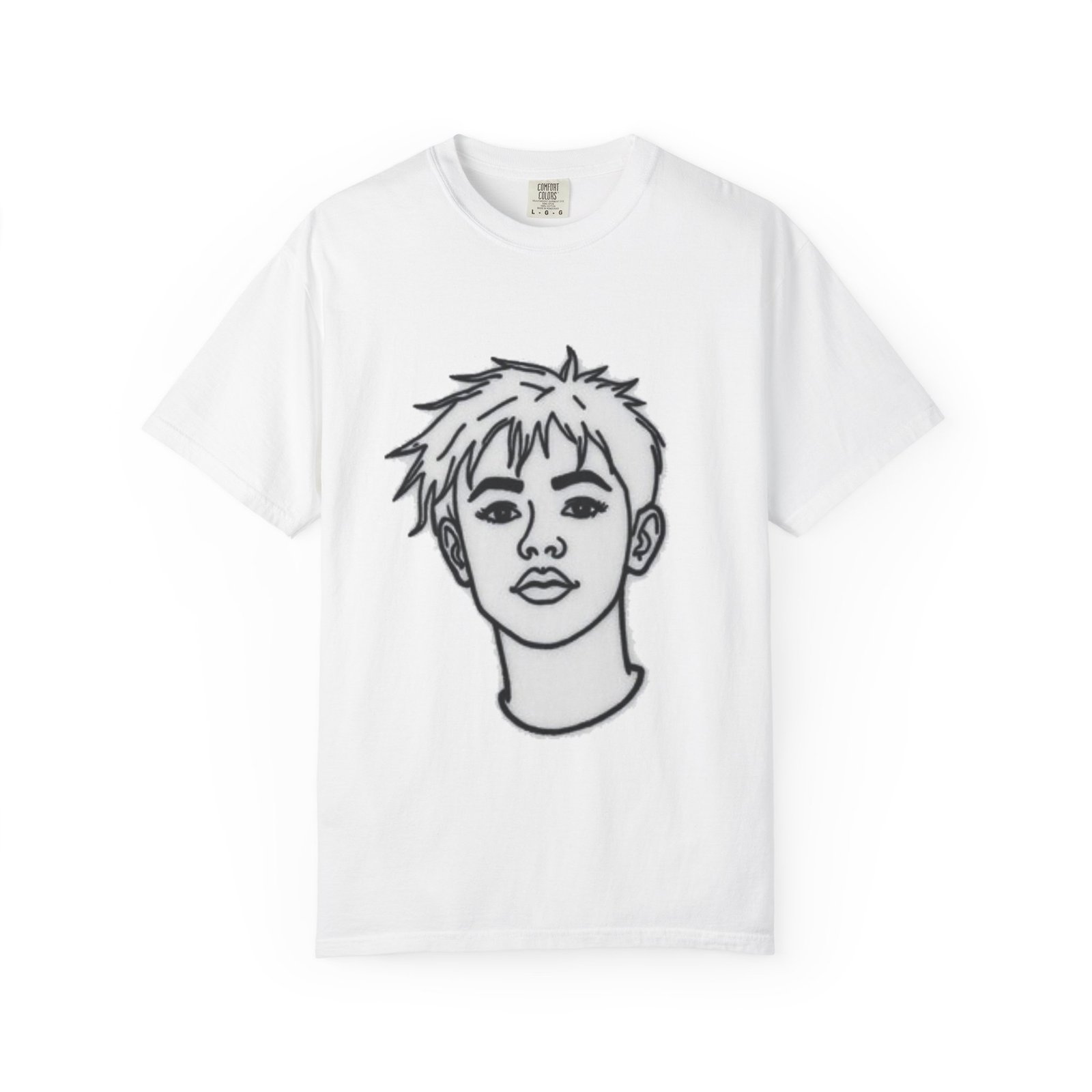 Minimal Line Art Face T-Shirt — Monochrome Portrait Tee