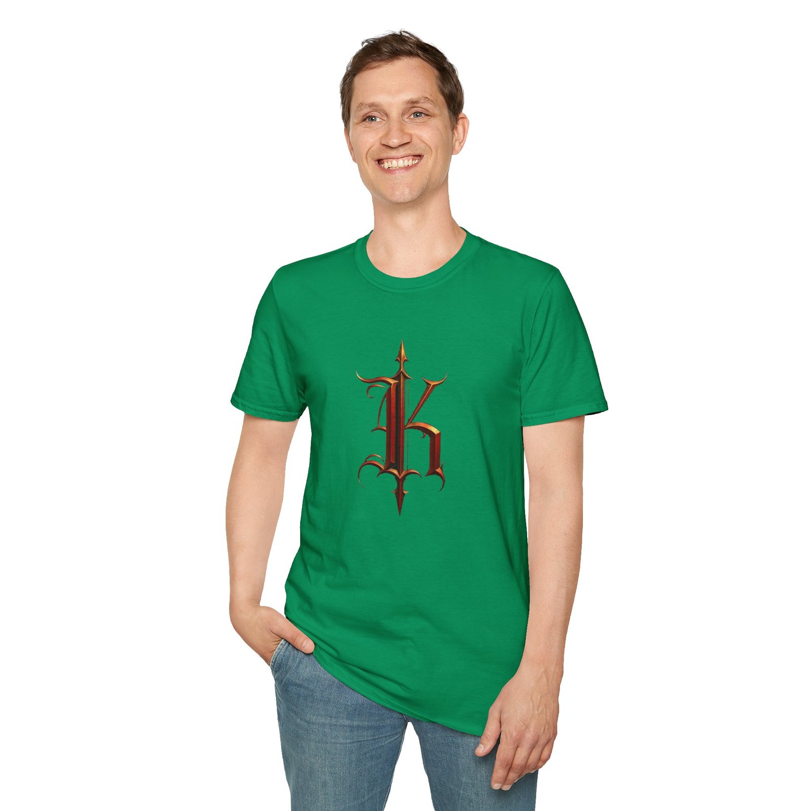 Gothic Letter K T-Shirt — Vintage Dark Monogram Tee - Image 47