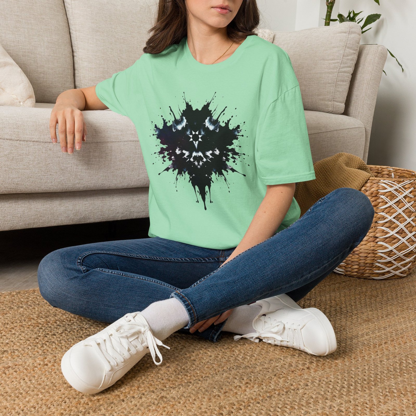 Inkblot Graphic T-Shirt — Rorschach Splash Art Tee - Image 37