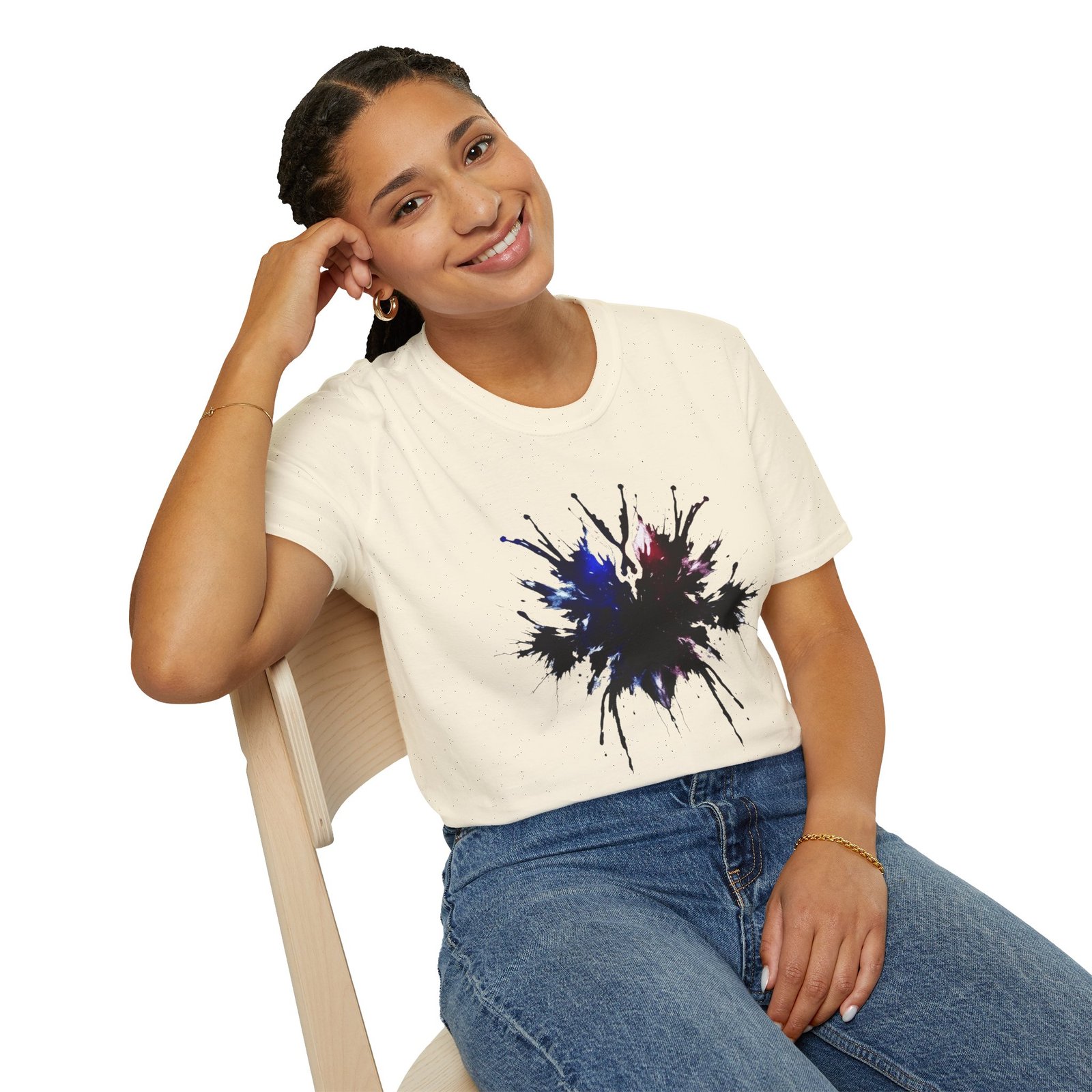 Inkblot Graphic T-Shirt — Abstract Rorschach Design (Black with Subtle Blue & Red) - Image 38