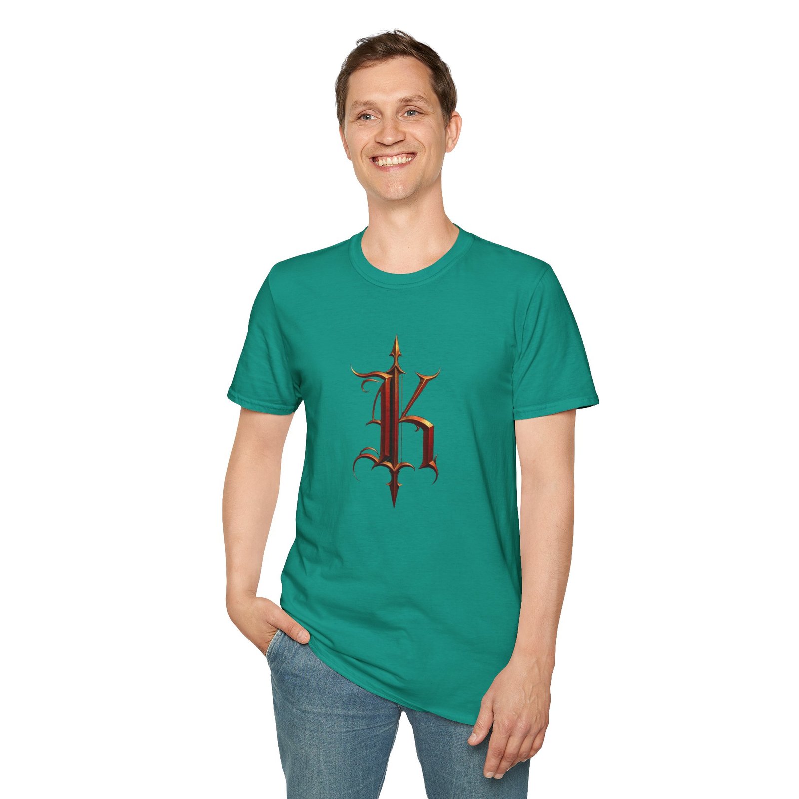 Gothic Letter K T-Shirt — Vintage Dark Monogram Tee - Image 55