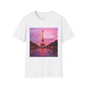 Eiffel Tower Sunset T‑Shirt — Pink Paris Skyline Tee