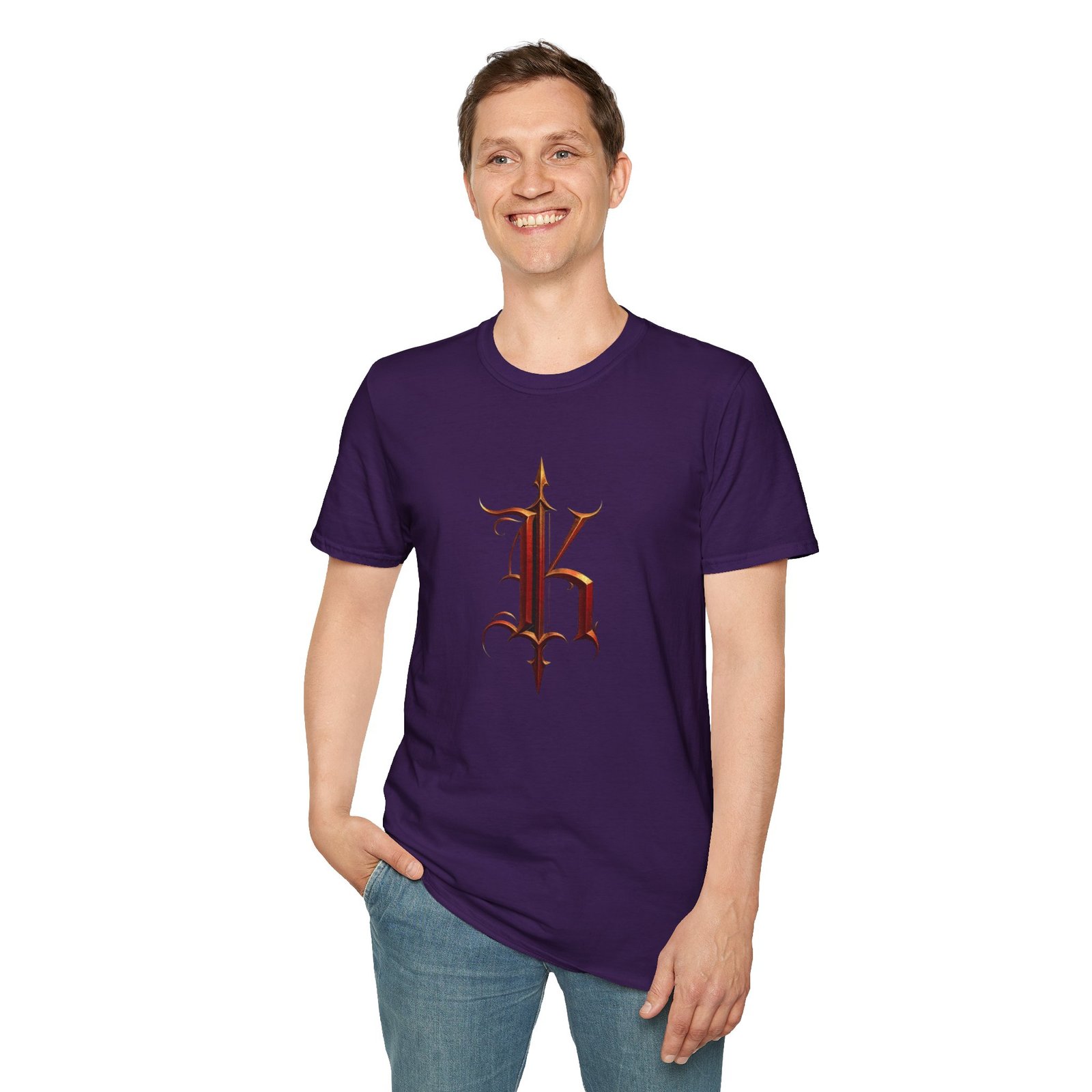Gothic Letter K T-Shirt — Vintage Dark Monogram Tee - Image 87