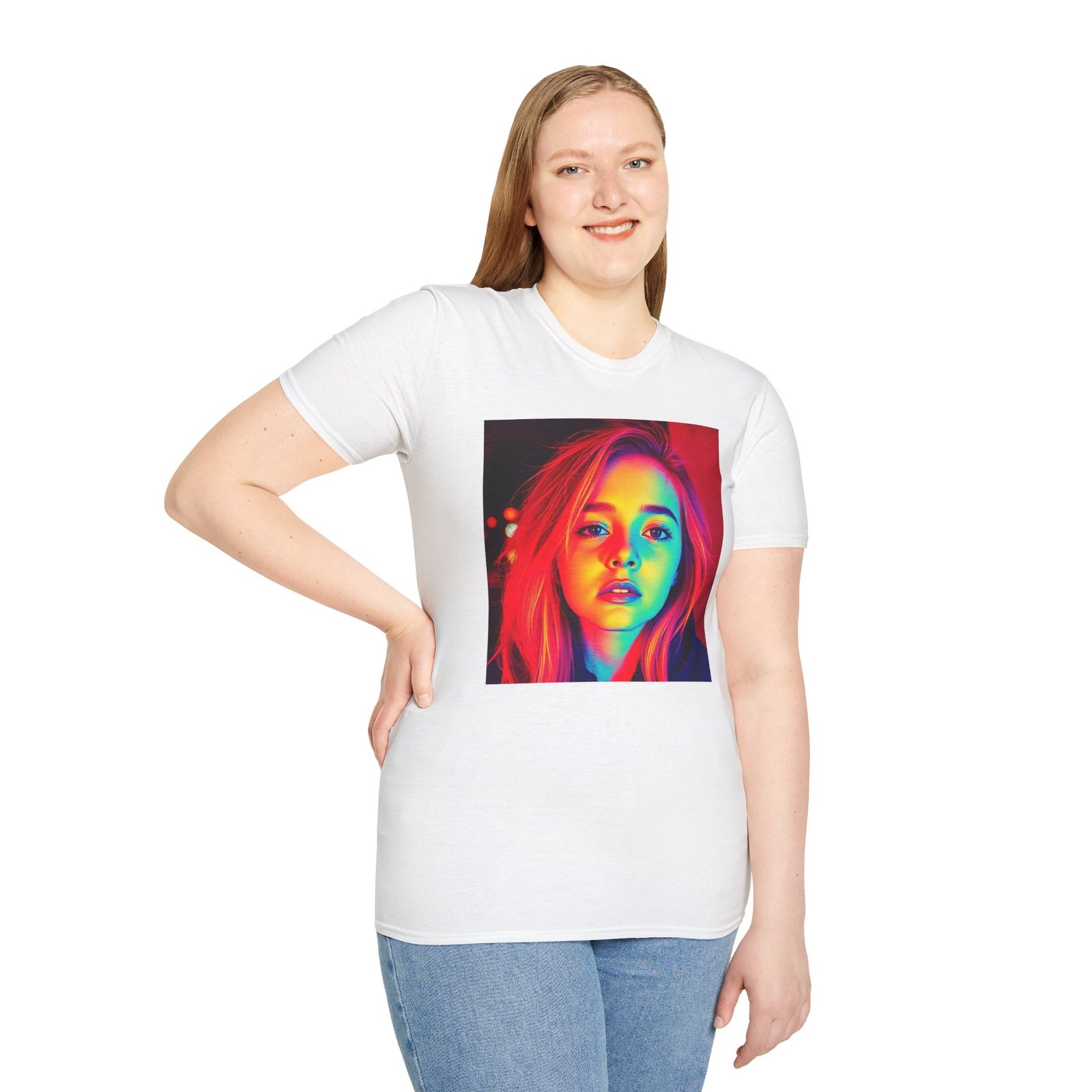 Rainbow Portrait T‑Shirt — Colorful Neon Face Art Tee - Image 12