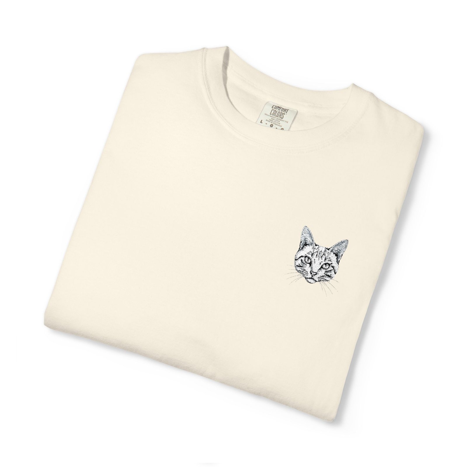 Minimal Cat Pocket T-Shirt — Cute White Graphic Tee - Image 15
