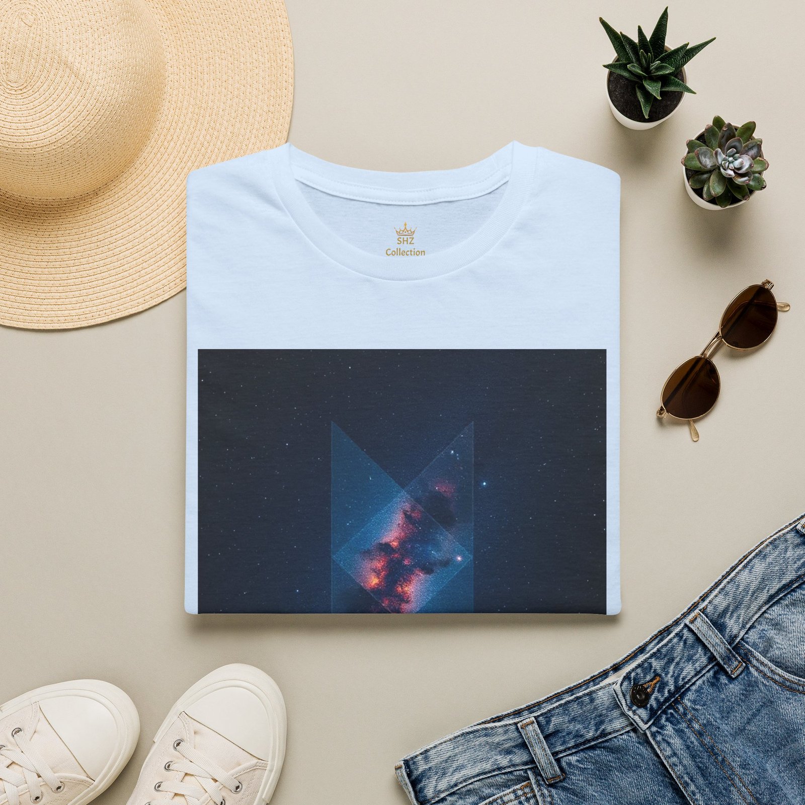 Galaxy Triangle Graphic T-Shirt — Cosmic Nebula Print - Image 67