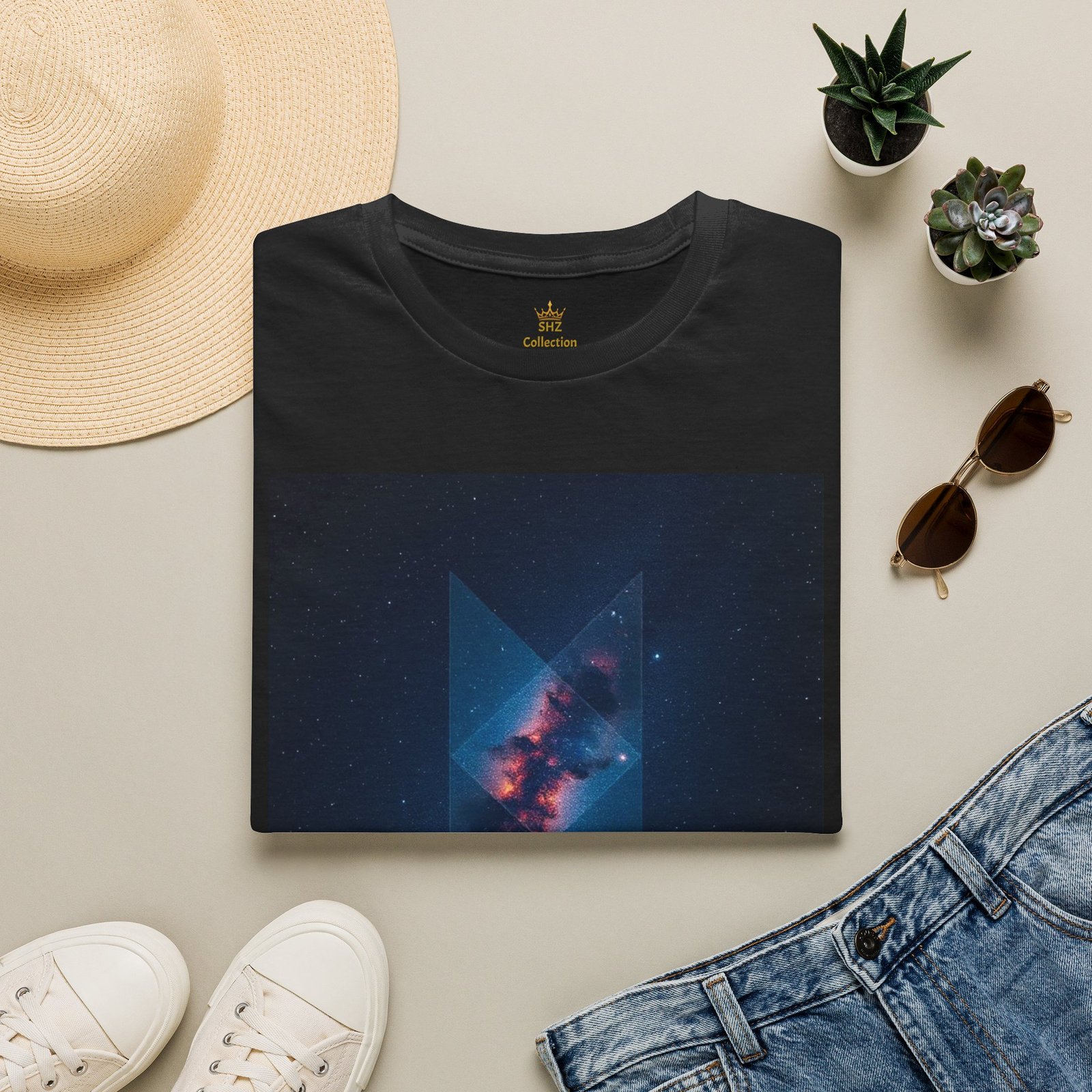 Galaxy Triangle Graphic T-Shirt — Cosmic Nebula Print - Image 4