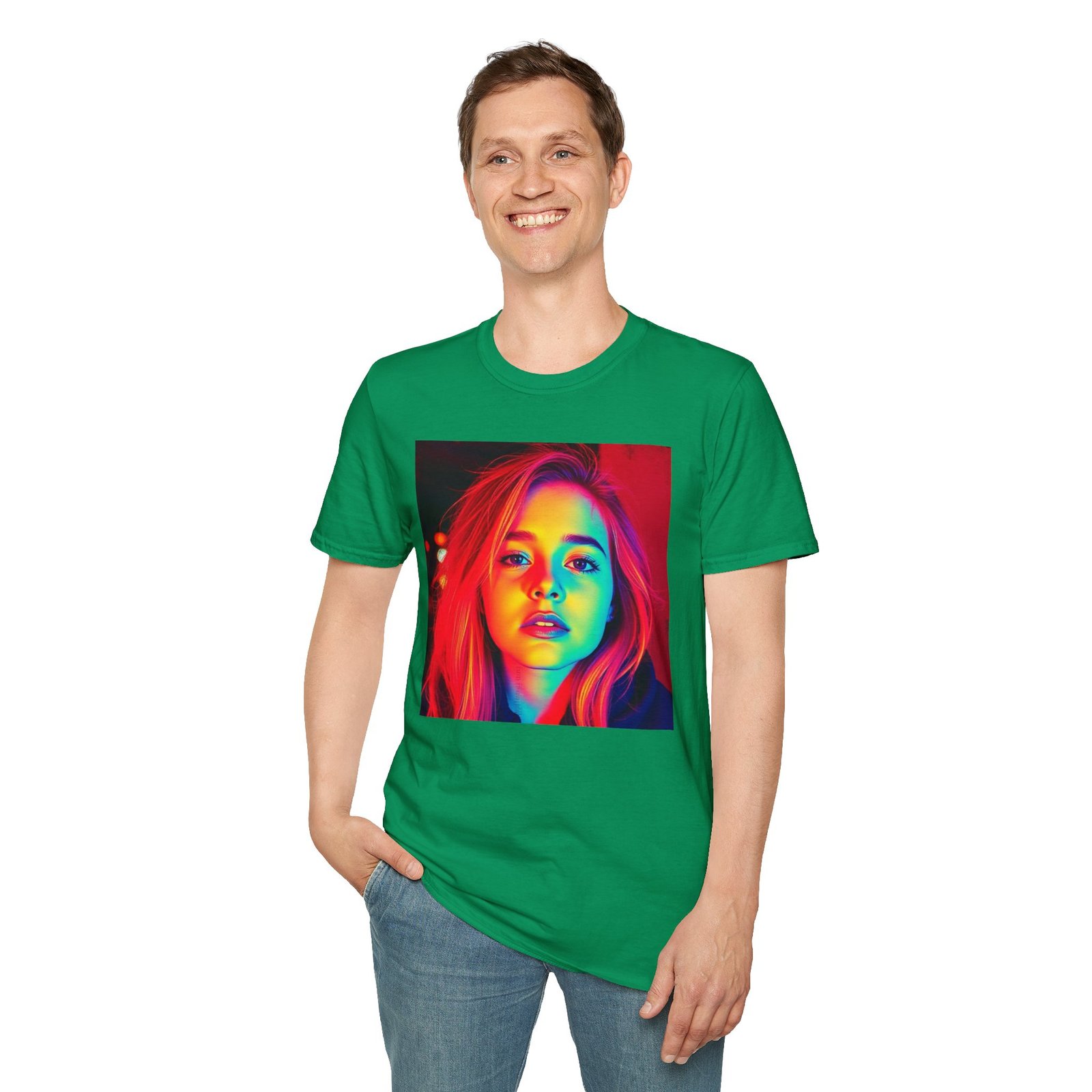 Rainbow Portrait T‑Shirt — Colorful Neon Face Art Tee - Image 62
