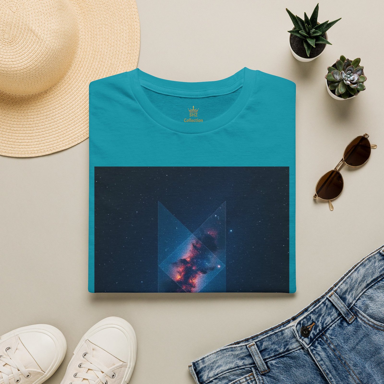 Galaxy Triangle Graphic T-Shirt — Cosmic Nebula Print - Image 53