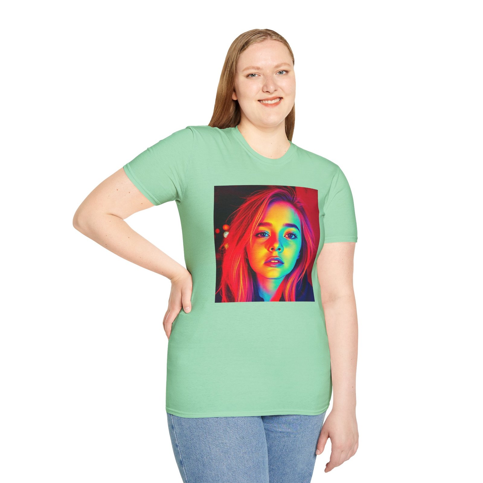 Rainbow Portrait T‑Shirt — Colorful Neon Face Art Tee - Image 5