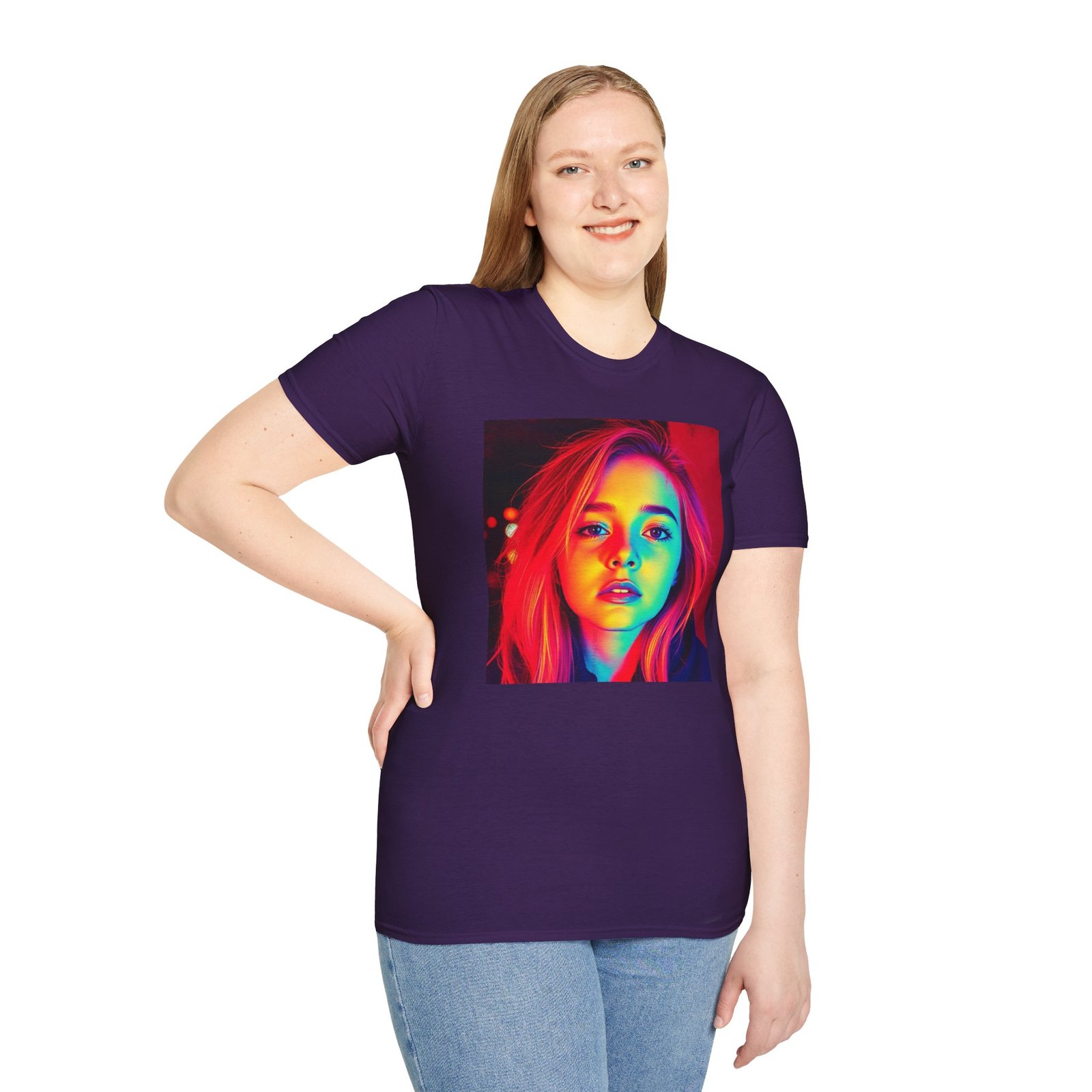 Rainbow Portrait T‑Shirt — Colorful Neon Face Art Tee - Image 96