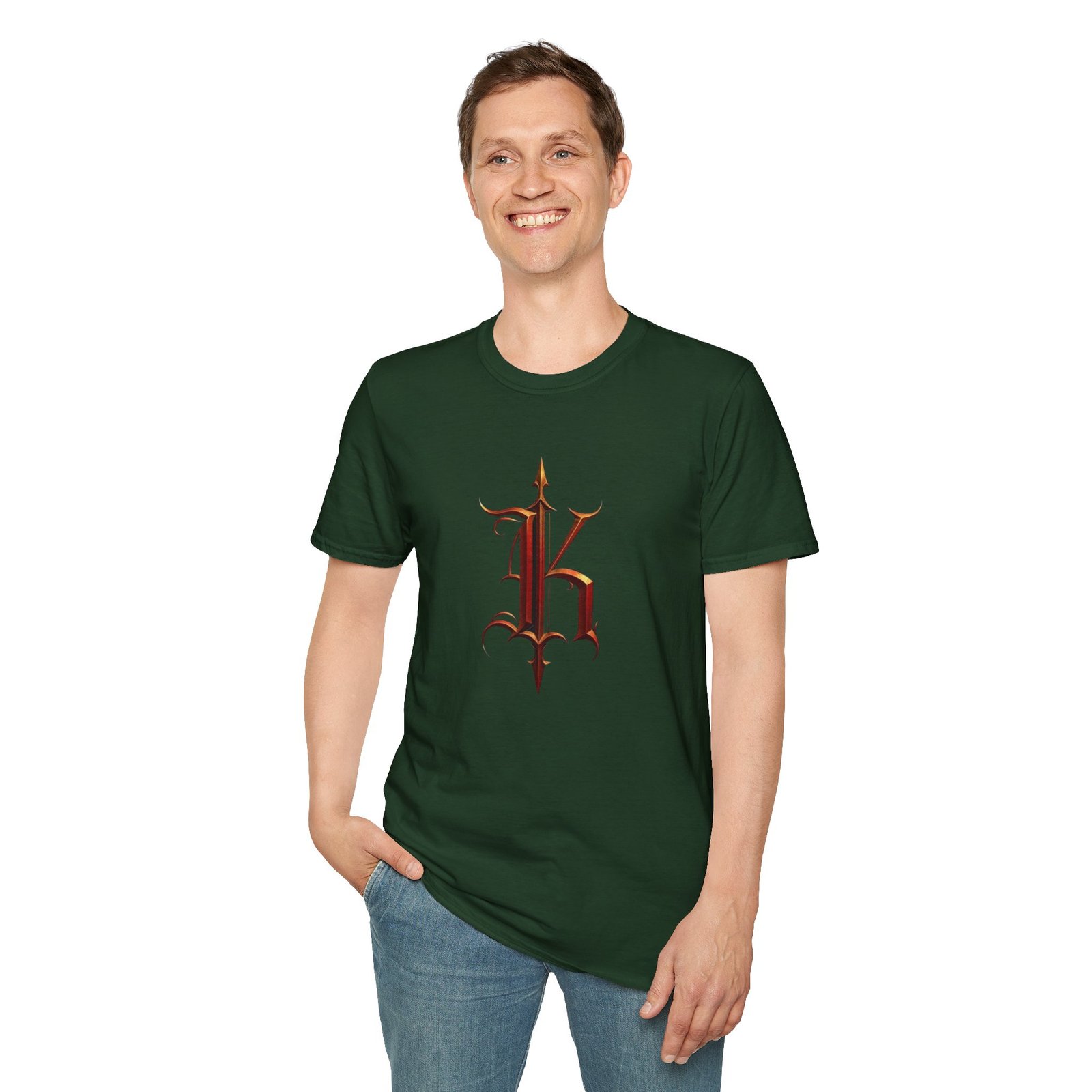 Gothic Letter K T-Shirt — Vintage Dark Monogram Tee - Image 39
