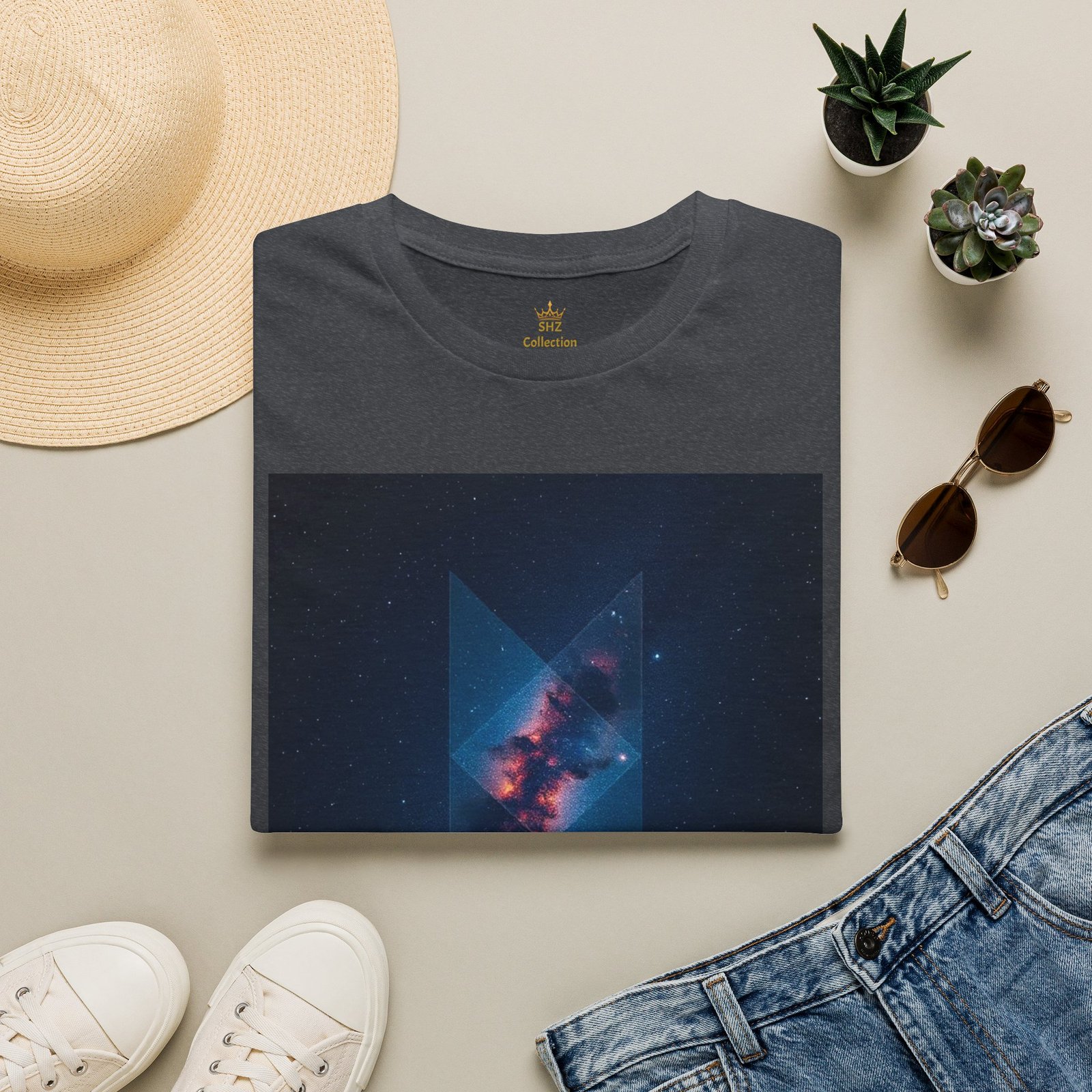 Galaxy Triangle Graphic T-Shirt — Cosmic Nebula Print - Image 81