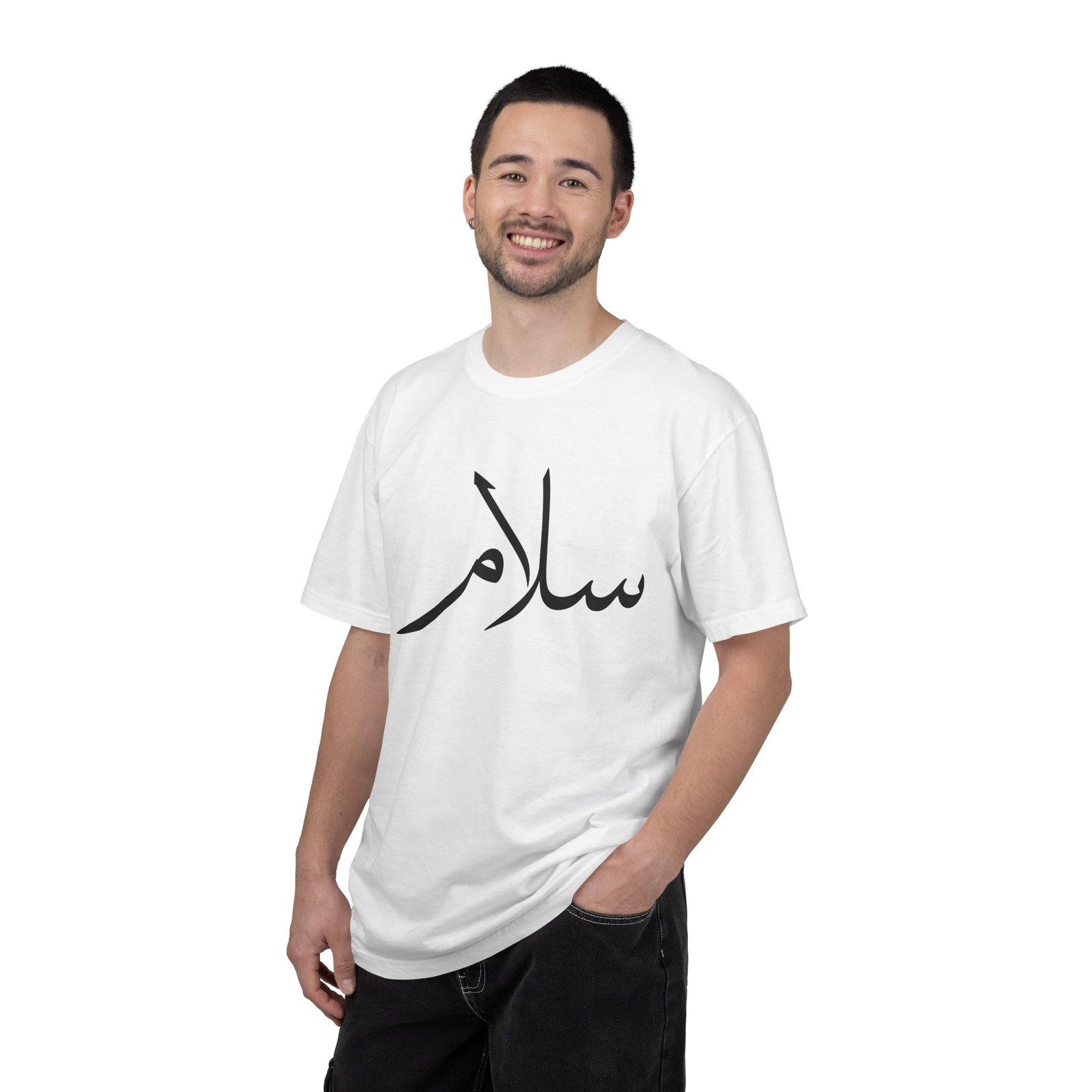 Salaam Script T-Shirt — Minimal Arabic Calligraphy Tee - Image 4