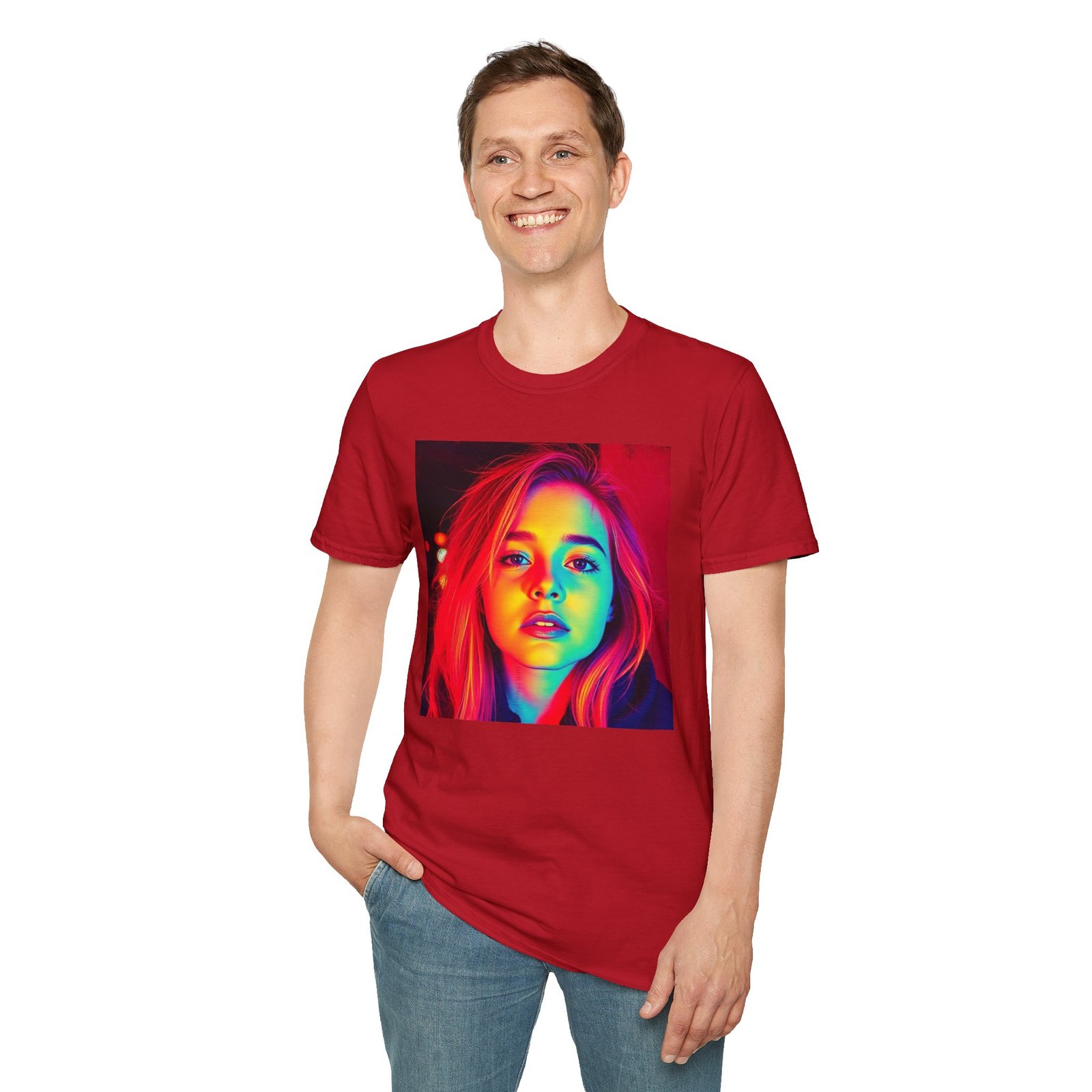 Rainbow Portrait T‑Shirt — Colorful Neon Face Art Tee - Image 104