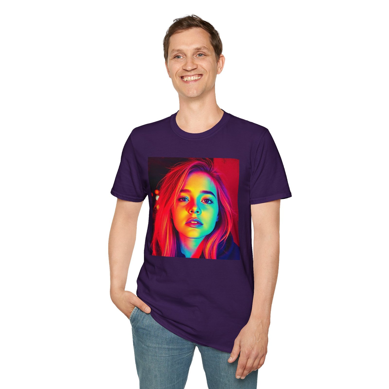 Rainbow Portrait T‑Shirt — Colorful Neon Face Art Tee - Image 97