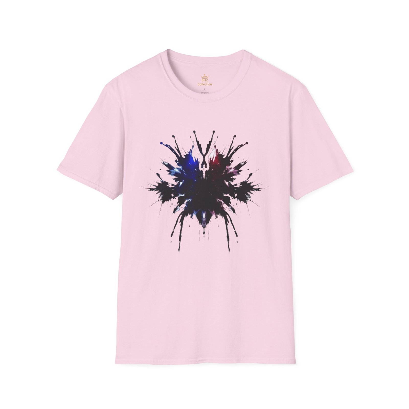 Inkblot Graphic T-Shirt — Abstract Rorschach Design (Black with Subtle Blue & Red) - Image 57