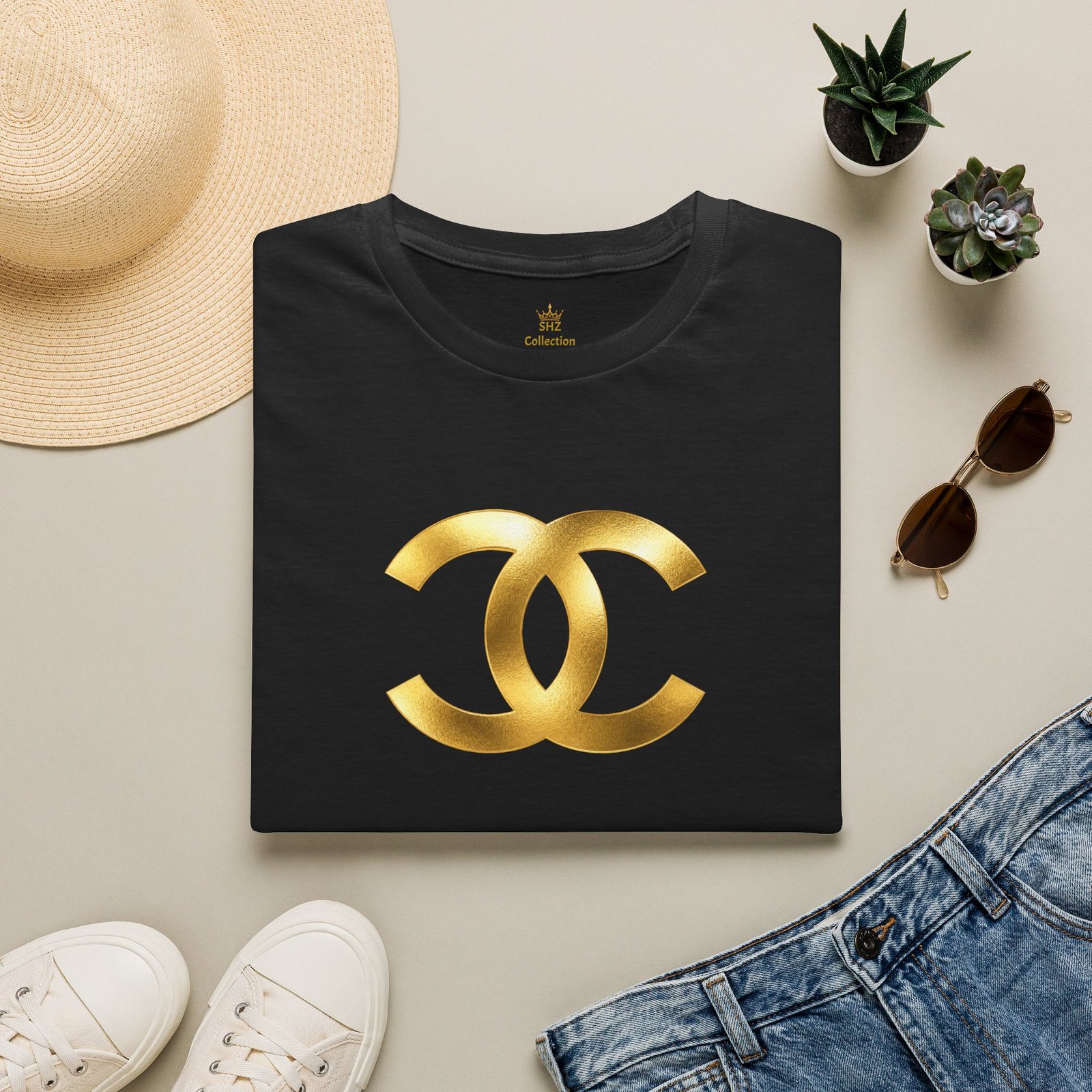 Gold The Double-C (Chanel Lock-Up) T-Shirt - Image 4