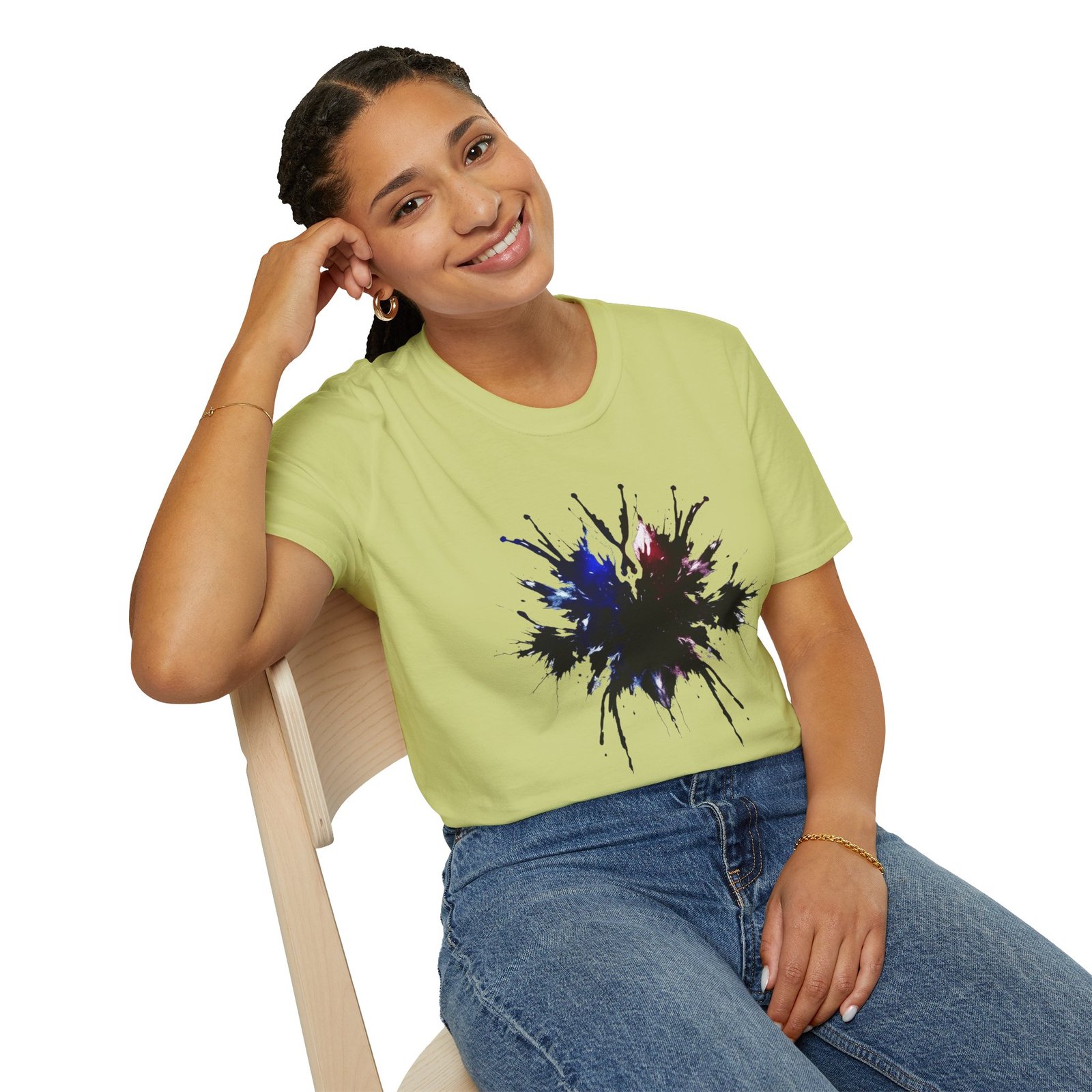 Inkblot Graphic T-Shirt — Abstract Rorschach Design (Black with Subtle Blue & Red) - Image 46