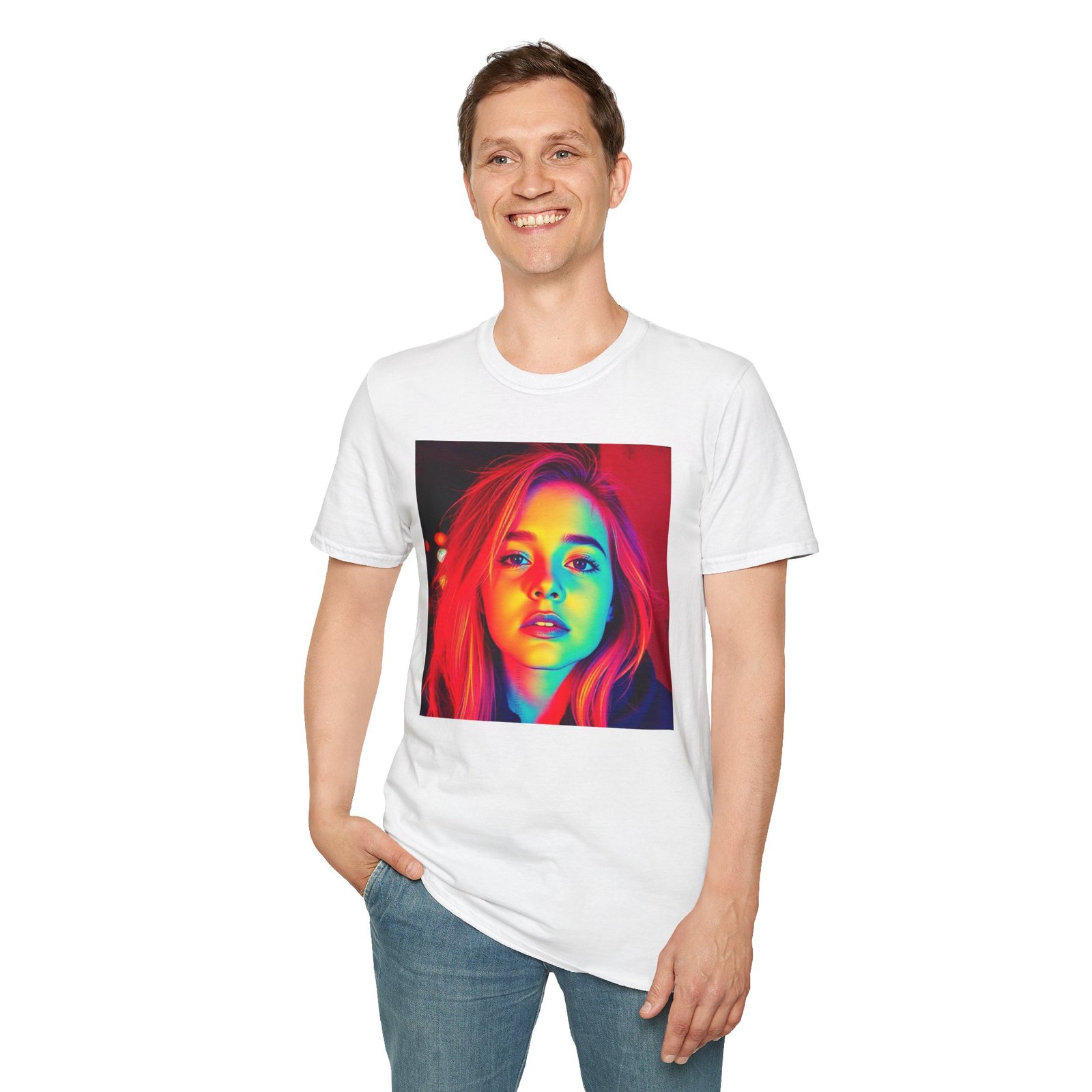Rainbow Portrait T‑Shirt — Colorful Neon Face Art Tee - Image 13