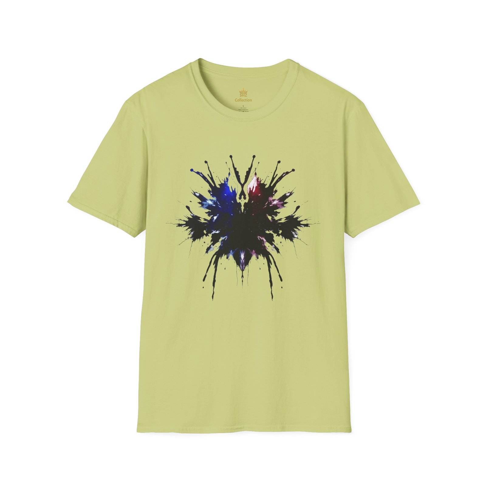 Inkblot Graphic T-Shirt — Abstract Rorschach Design (Black with Subtle Blue & Red) - Image 41
