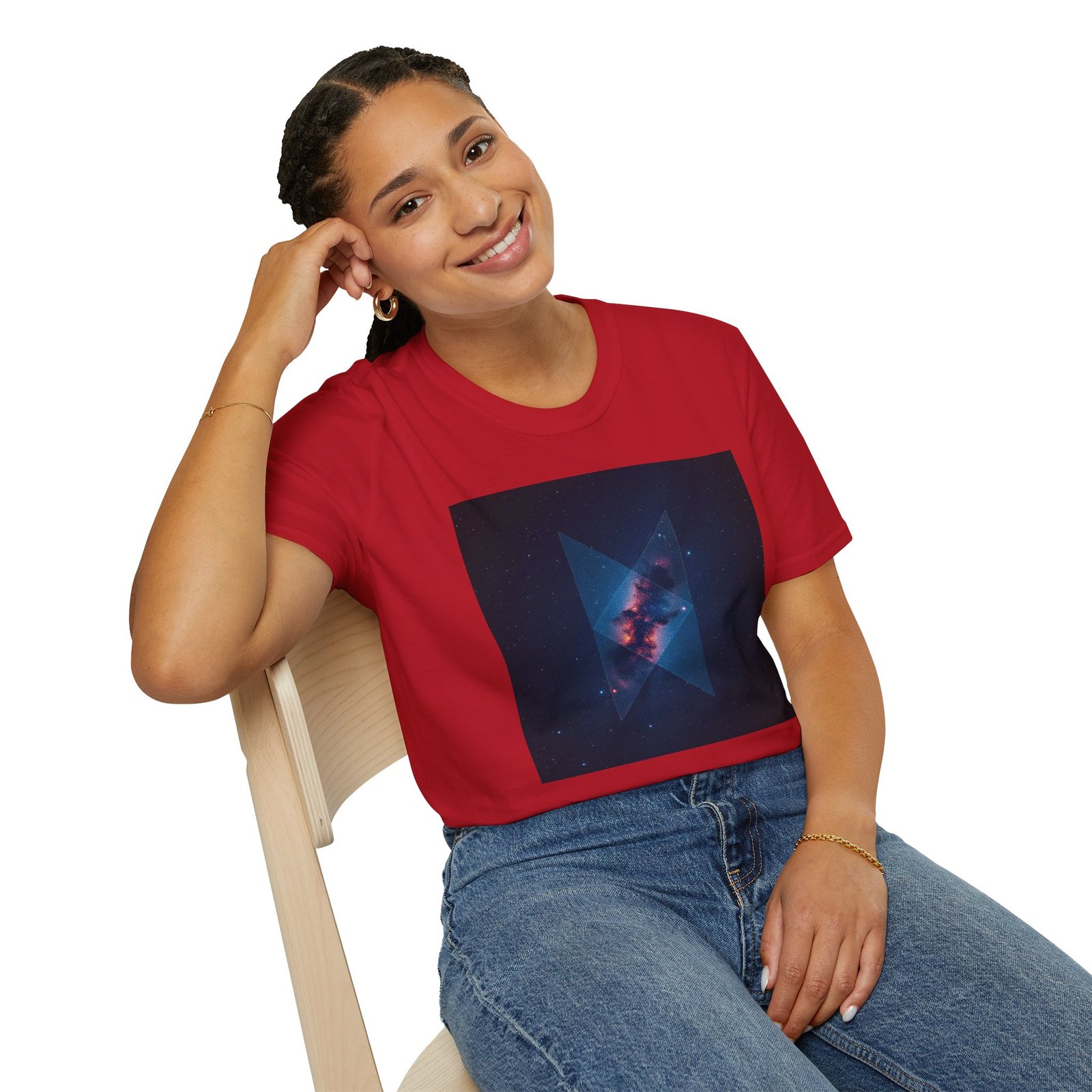 Galaxy Triangle Graphic T-Shirt — Cosmic Nebula Print - Image 104