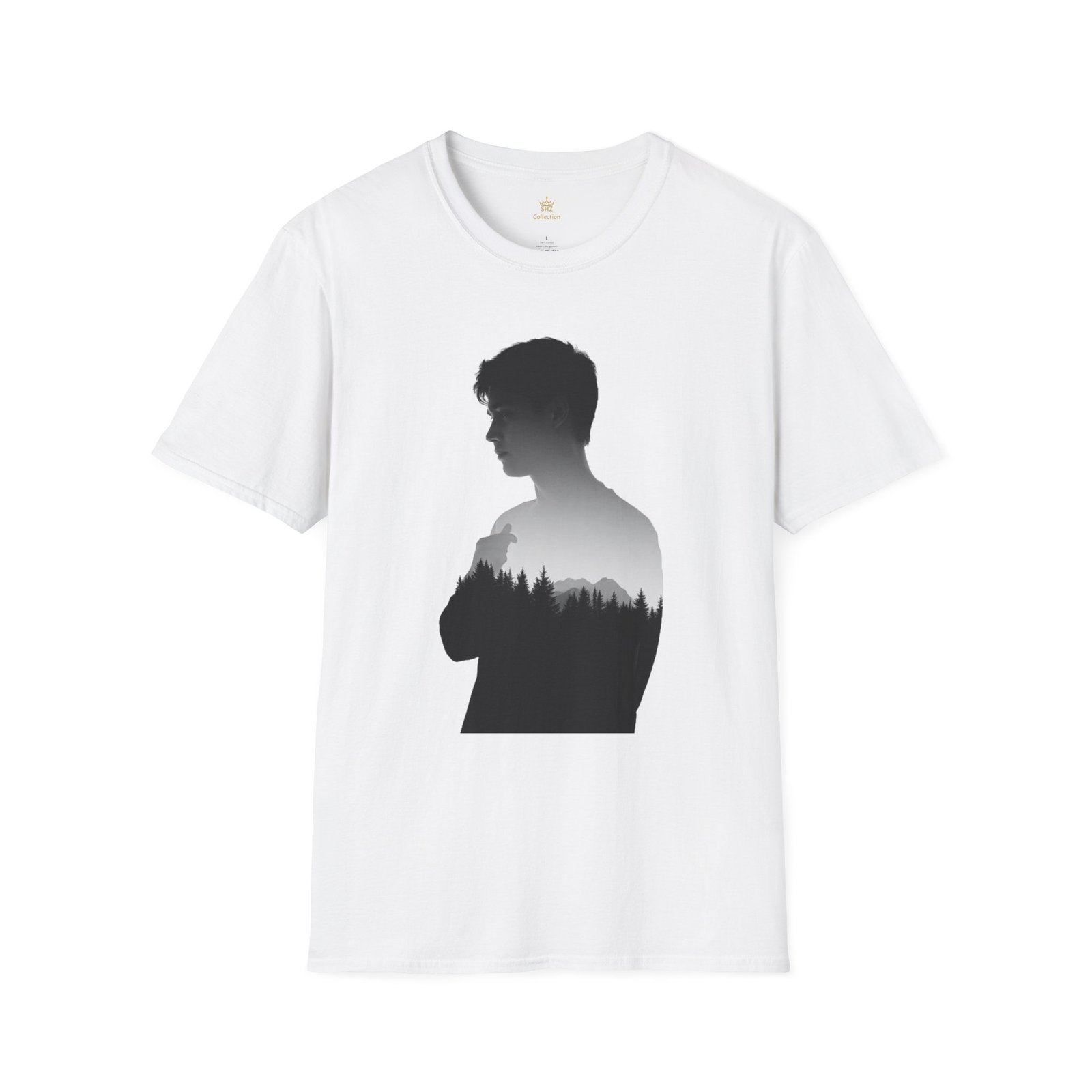 Silhouette Forest T-Shirt — Double Exposure Portrait Tee for Nature Lovers - Image 9