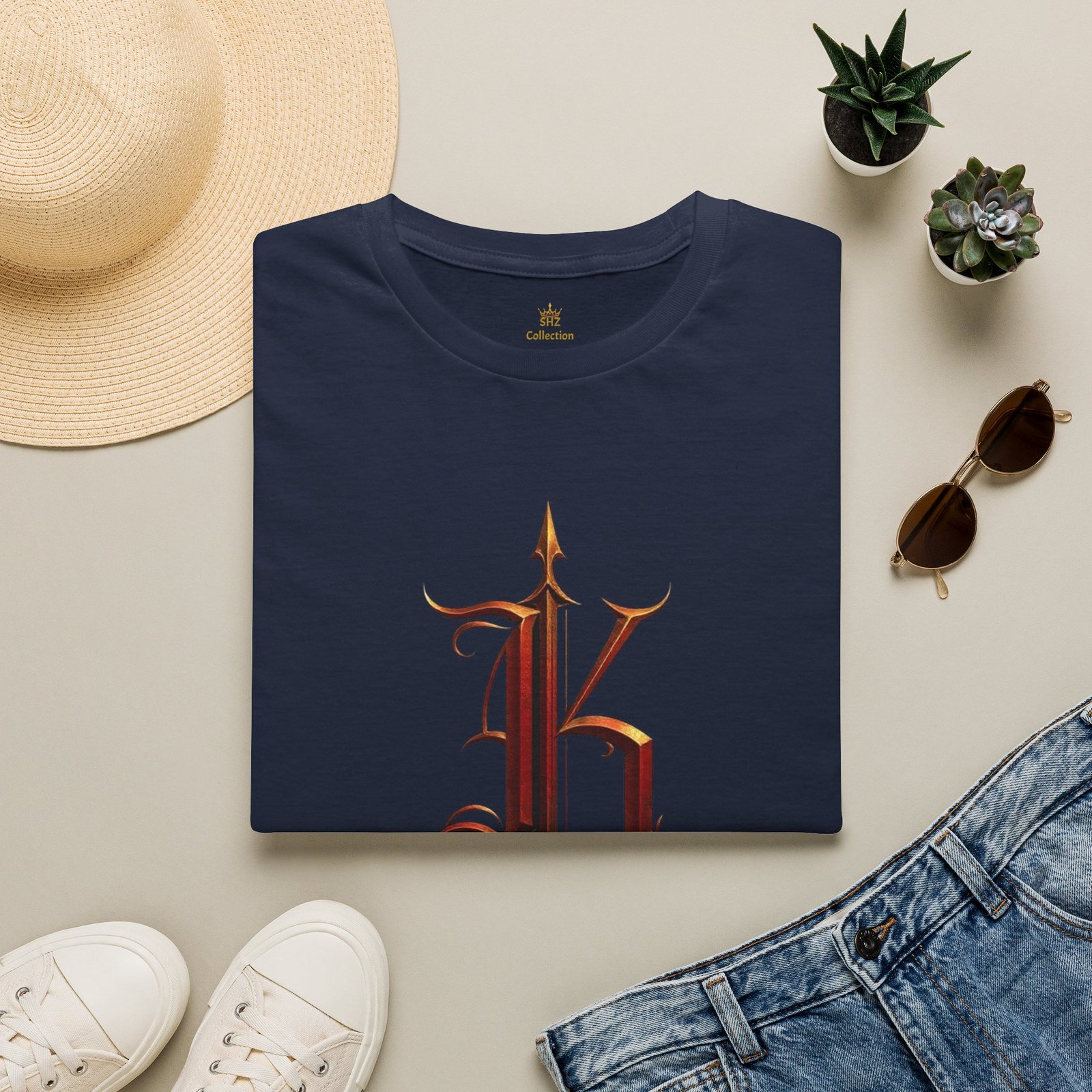 Gothic Letter K T-Shirt — Vintage Dark Monogram Tee - Image 4
